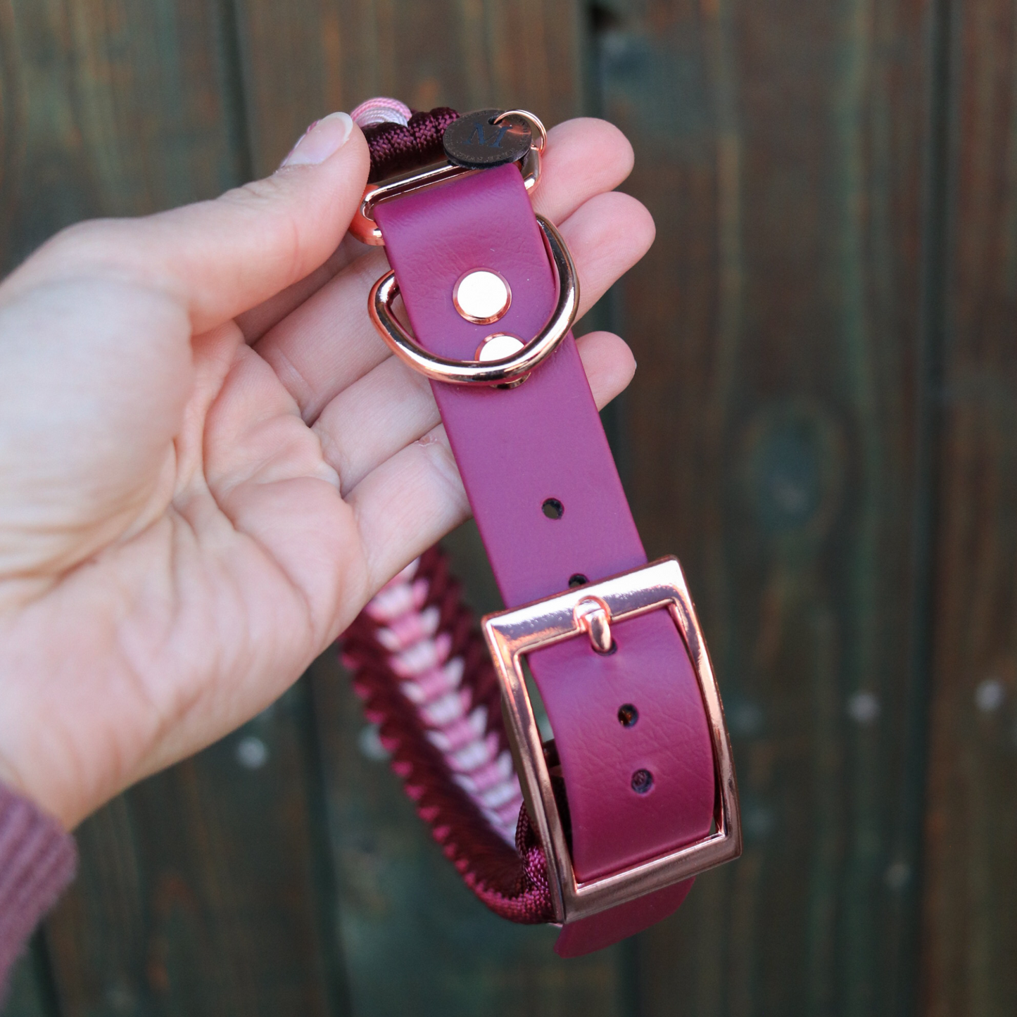 Paracordhalsband "Harmony" in Merlot und Rosa