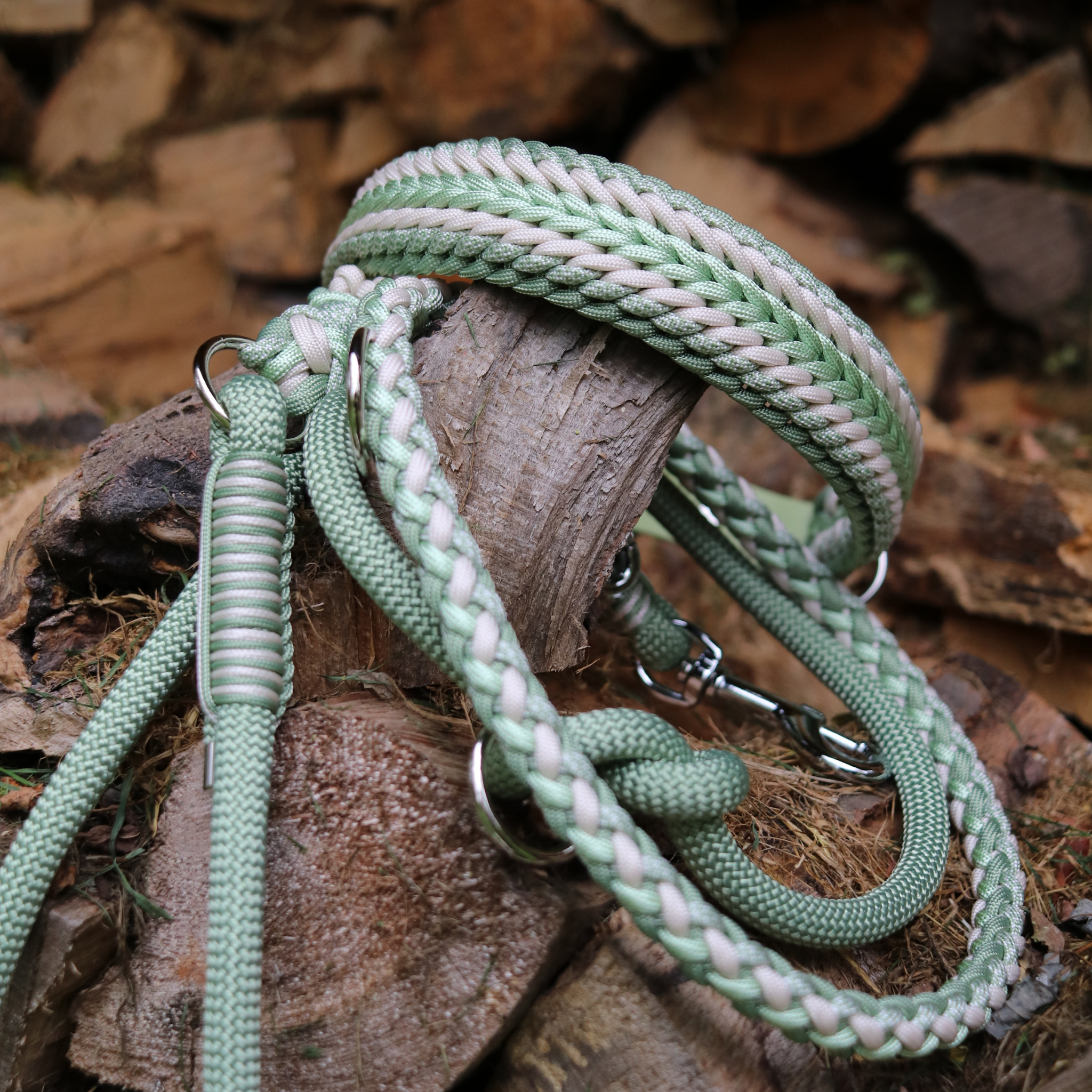 Paracord/Tau Leine "Gaucho" in Guacamole und Cream