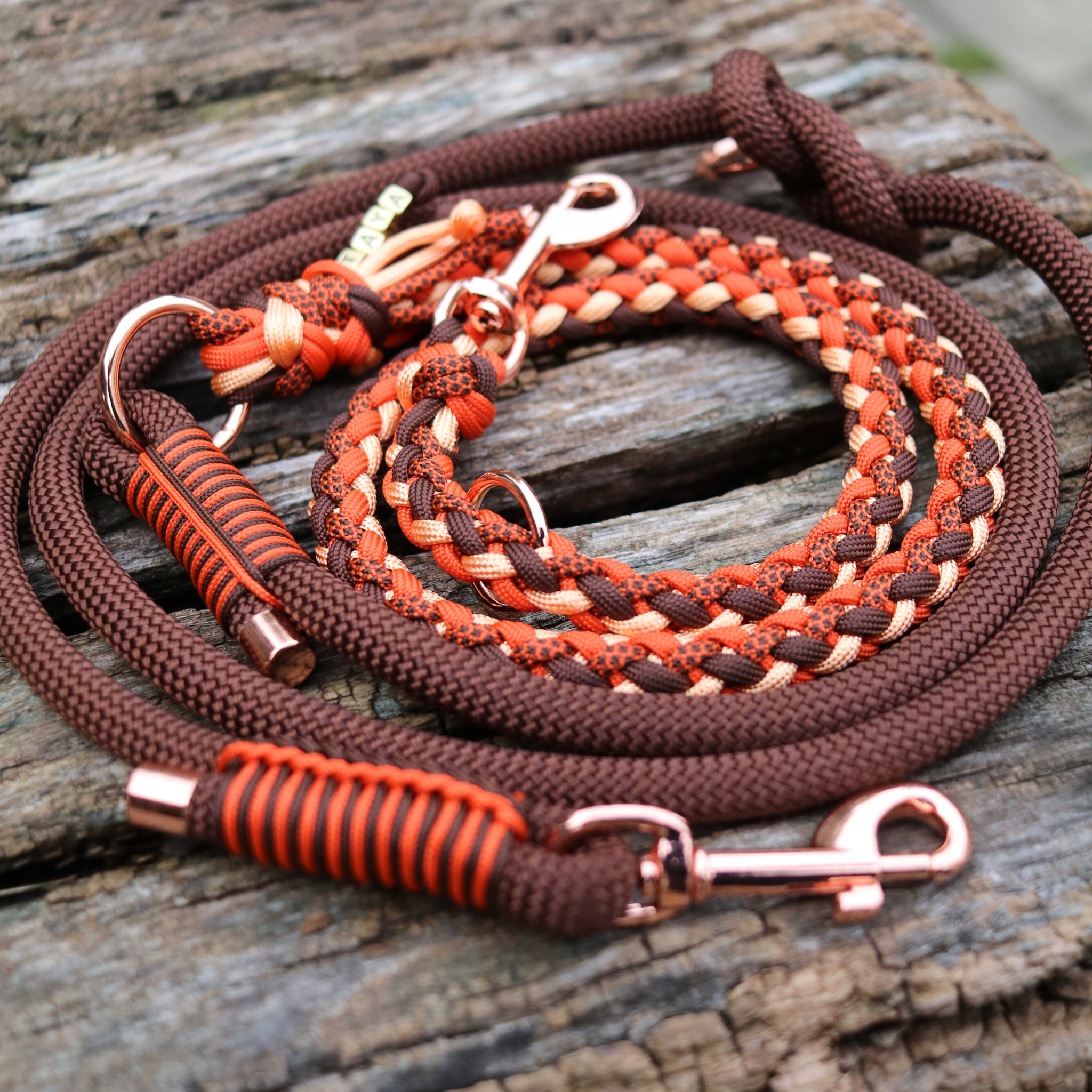 Paracordleine "Gaucho" in Orange und Walnuss