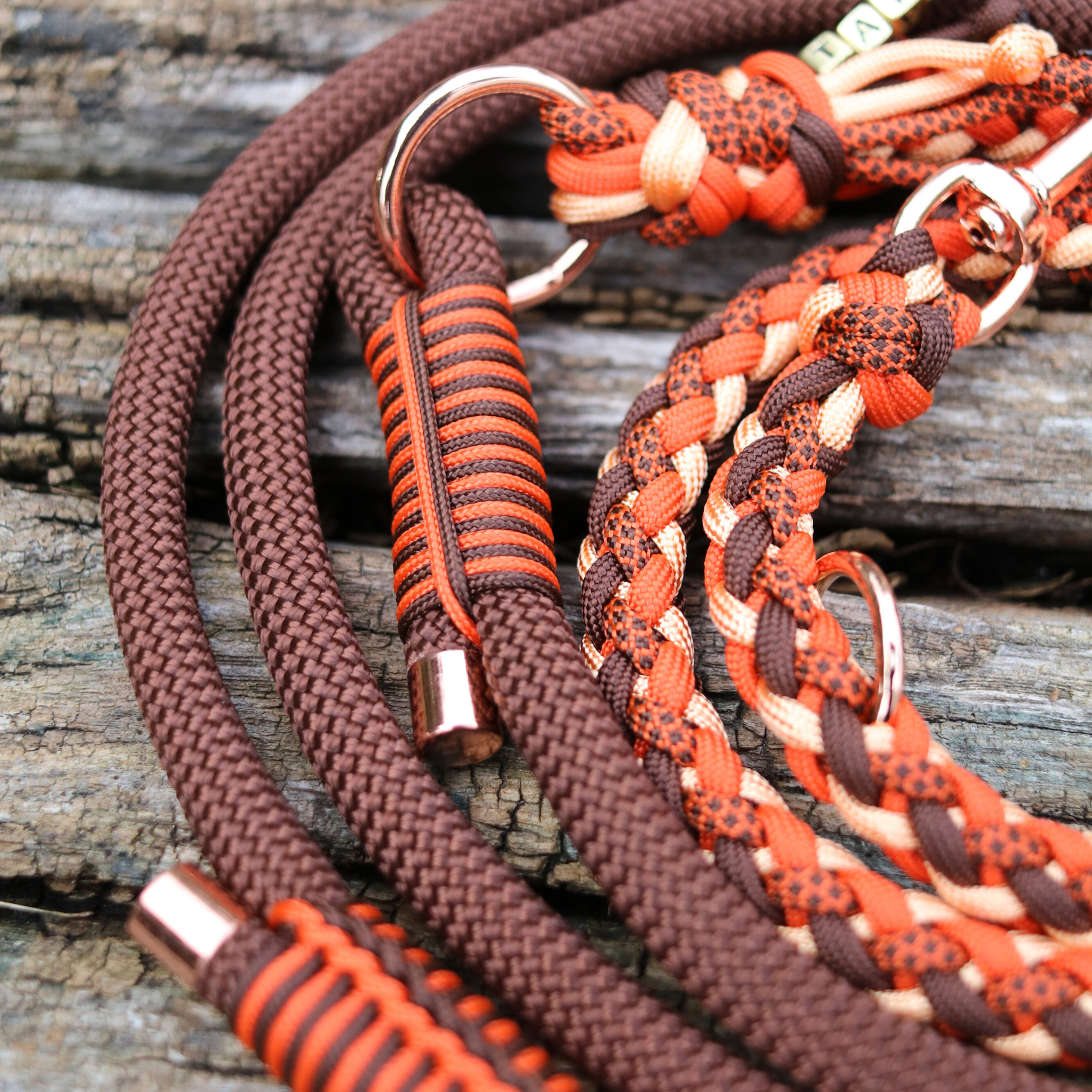 Paracordleine "Gaucho" in Orange und Walnuss