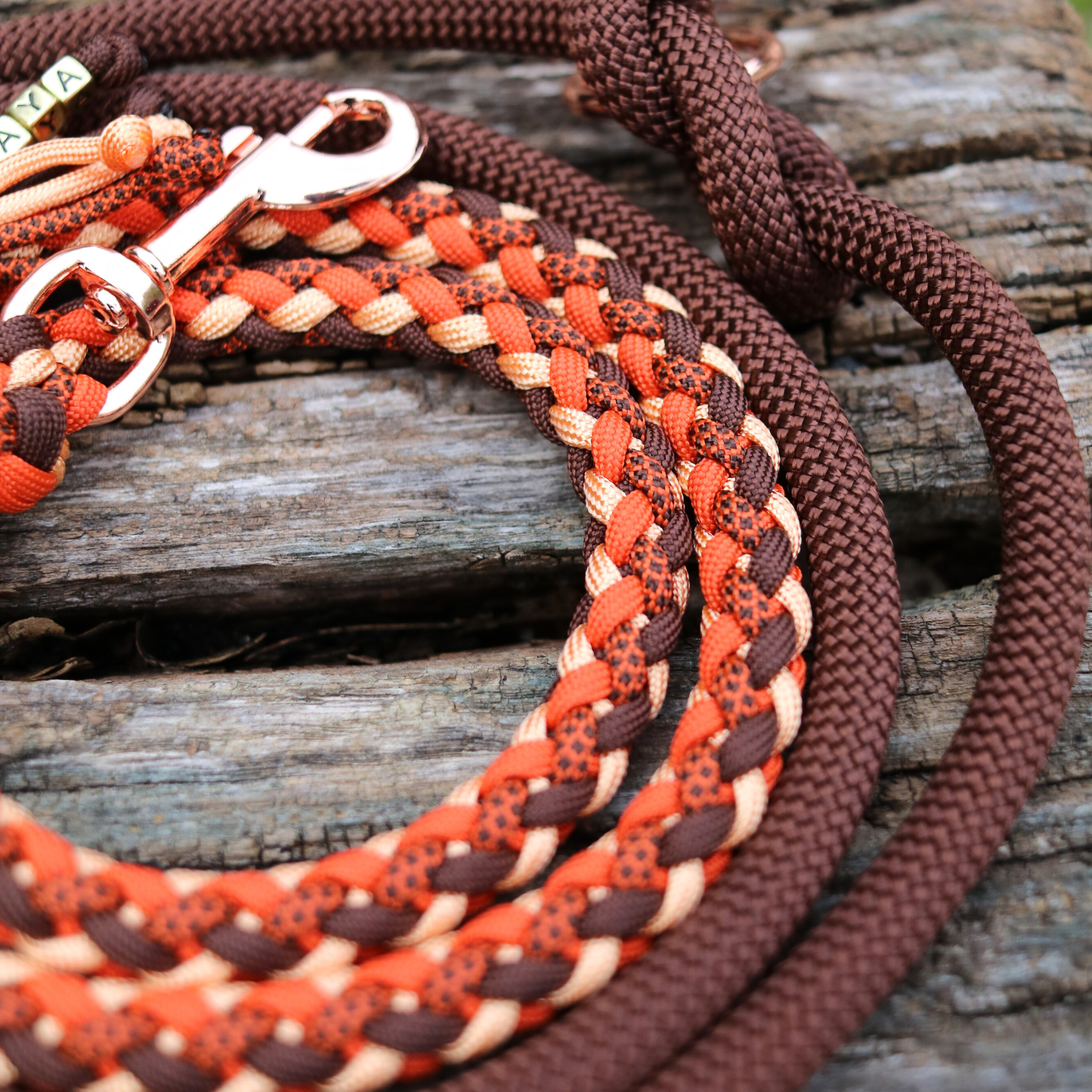 Paracordleine "Gaucho" in Orange und Walnuss