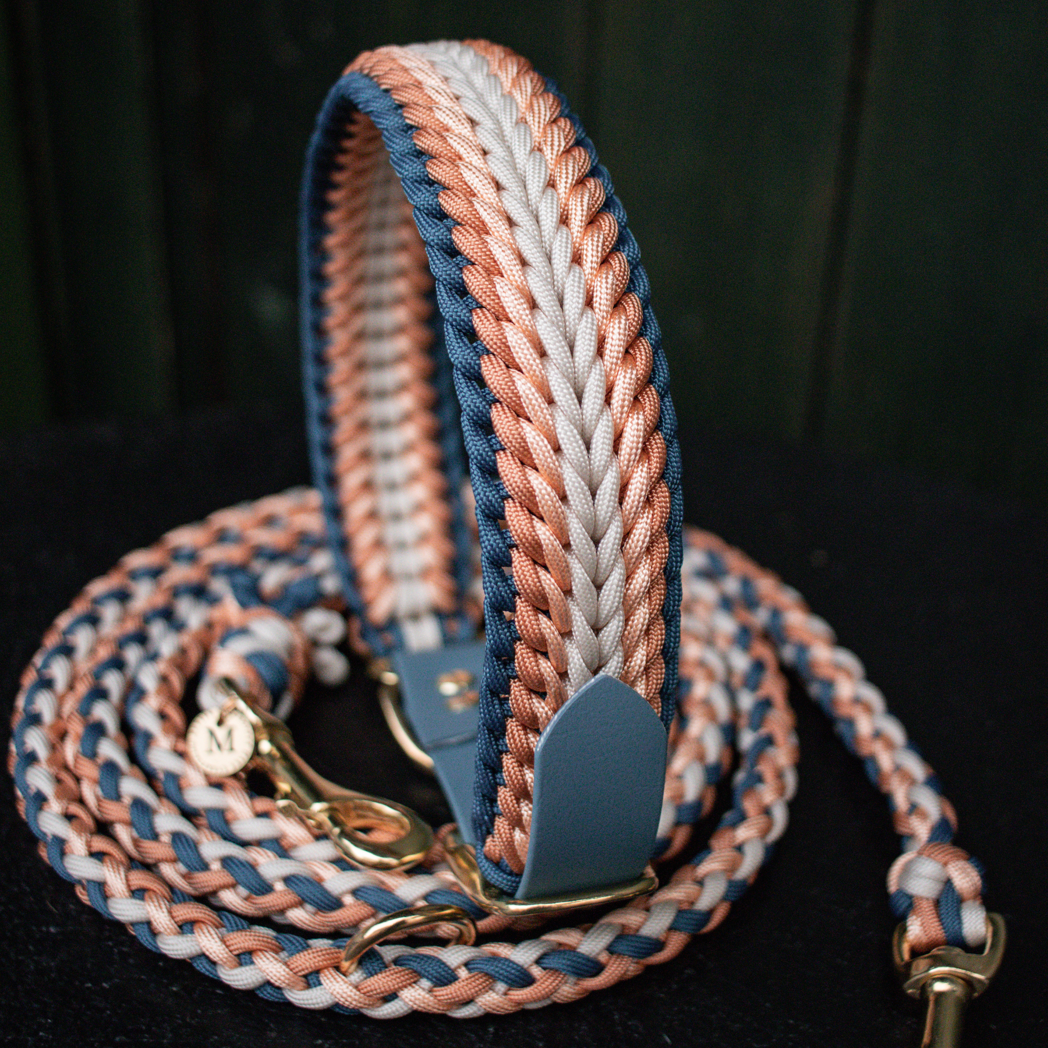 Paracordhalsband "Shining" in Petrol und Kupfer