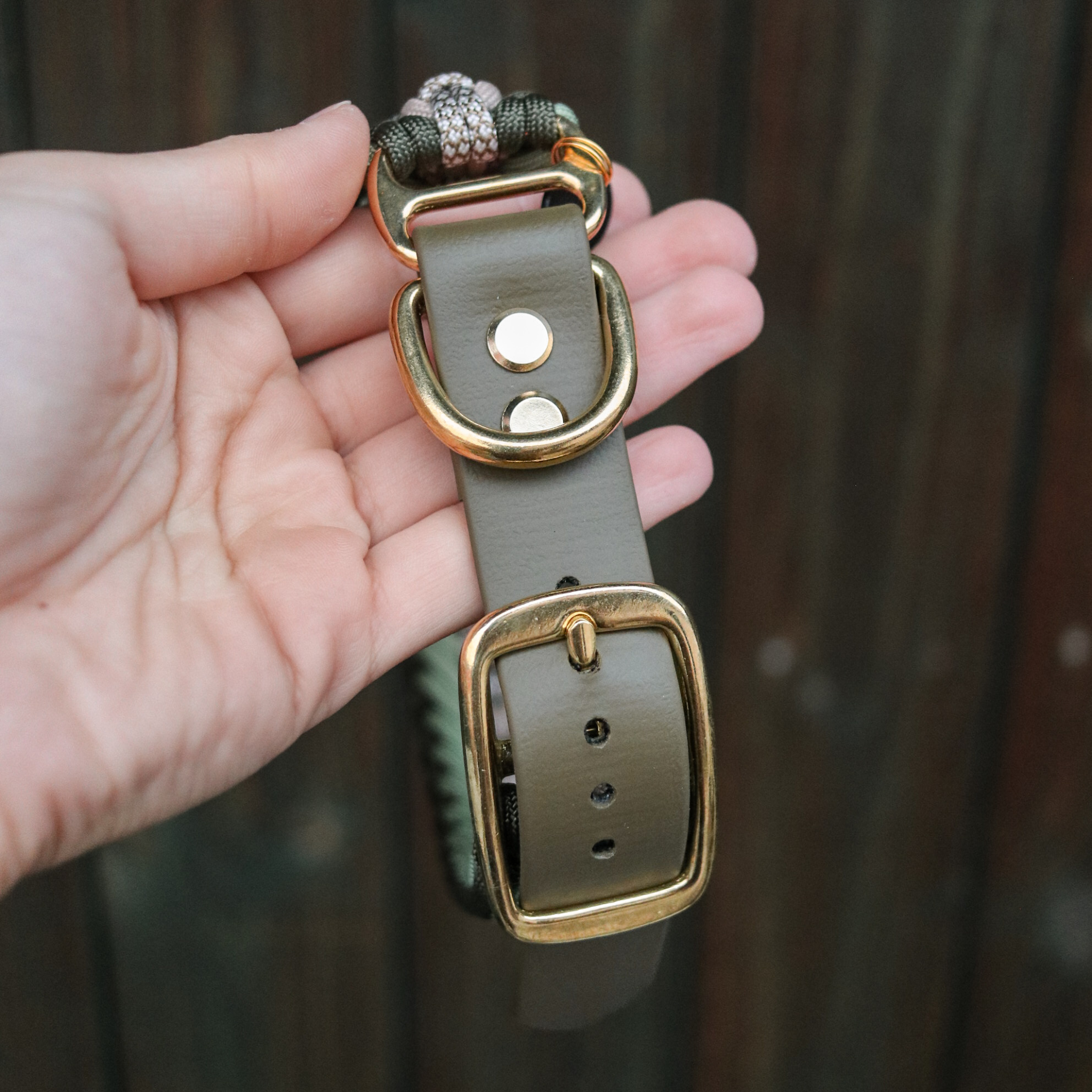 Paracordhalsband "Juno" in Olive und Mocca