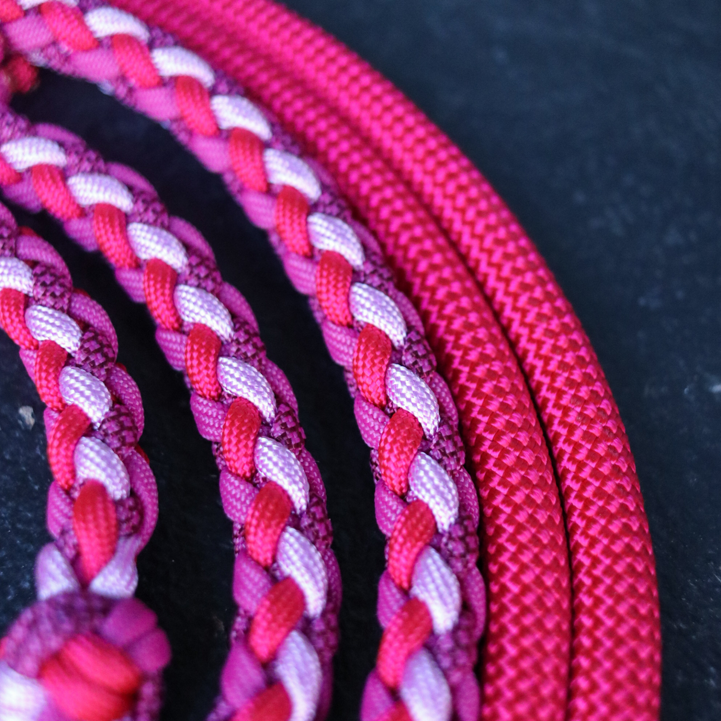 Paracord/Tau Leine "Gaucho" in Red Velvet und Fuchsia