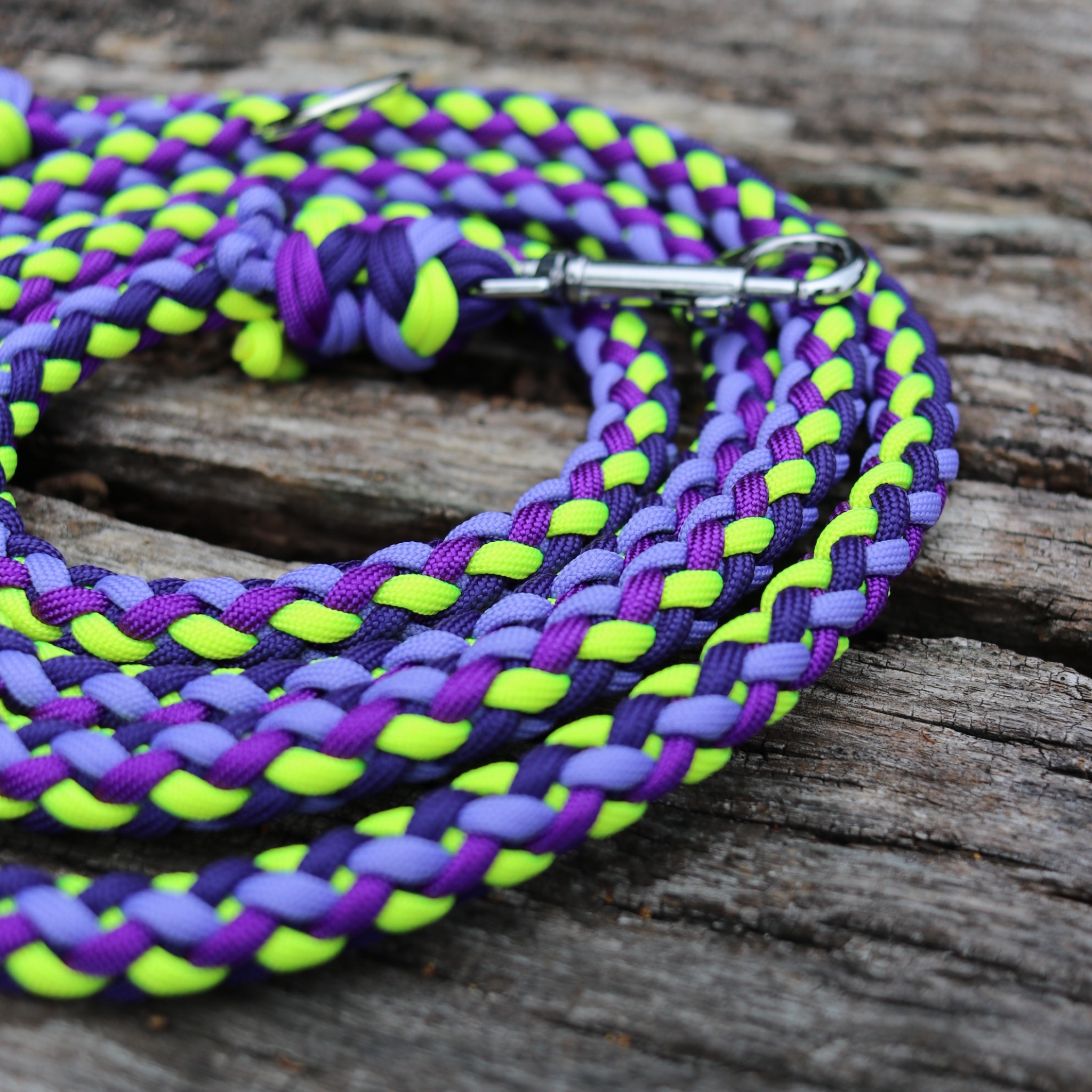 Paracordleine "Gaucho" in Lila und Neon Gelb