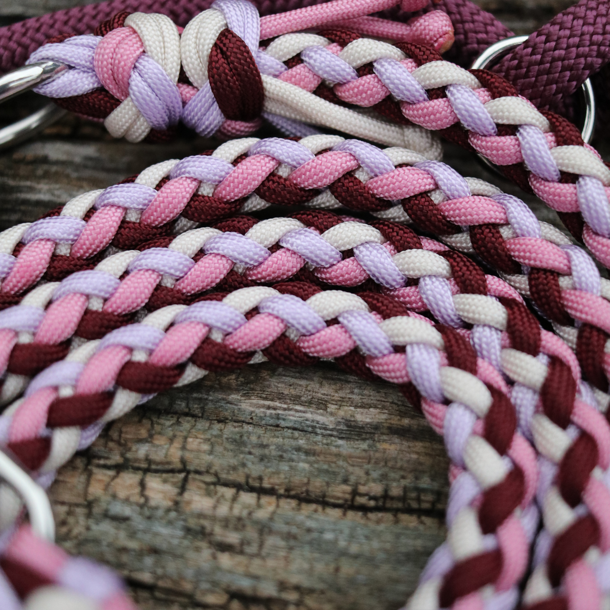 Paracord/Tau Leine "Gaucho" in Dunkelrot und Rosa