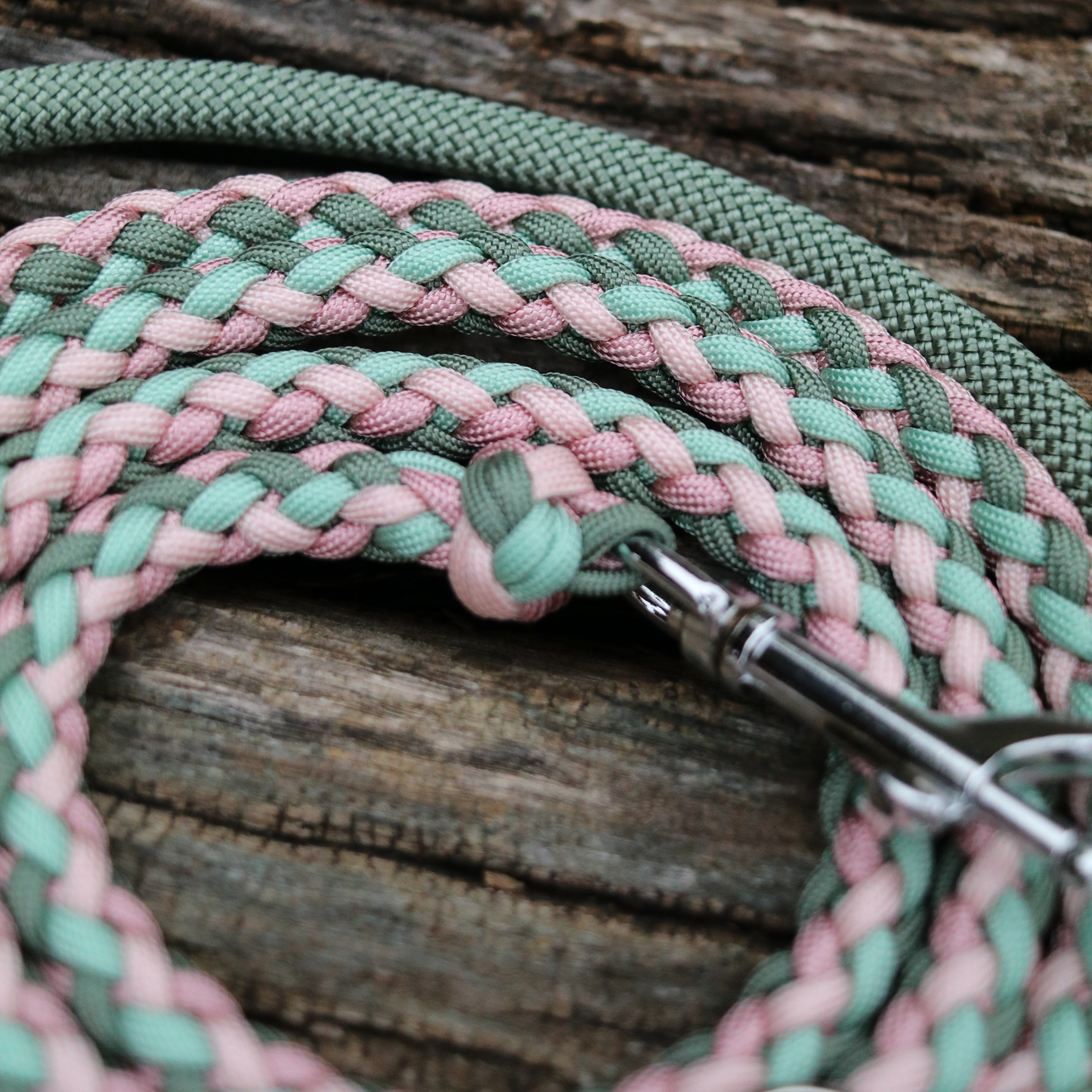 Paracord/Tau Leine in Foggy und Rosa