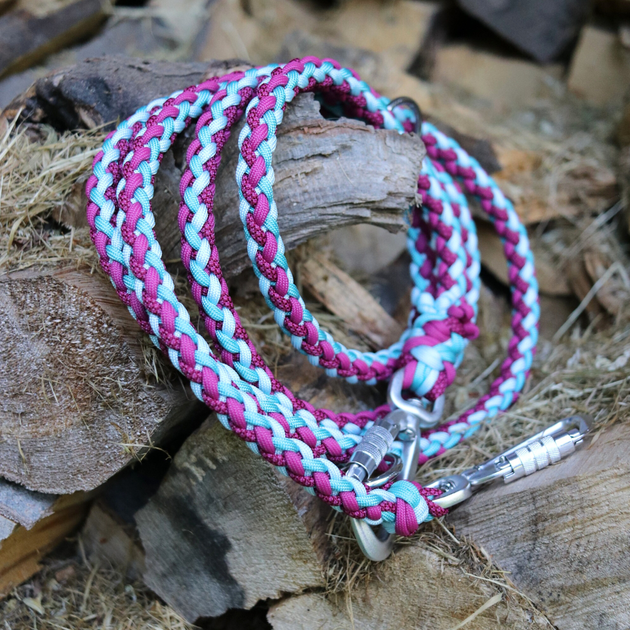 Paracordleine "Gaucho" in Türkis und Fuchsia