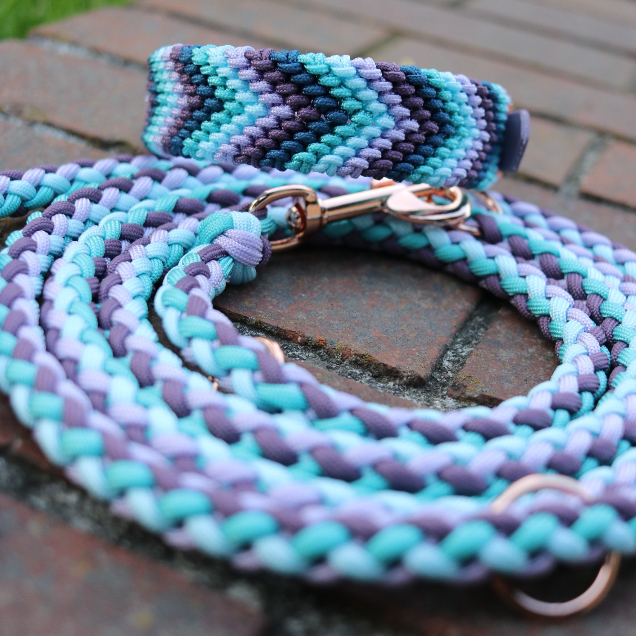Paracordleine "Gaucho" in Mauve und Türkis