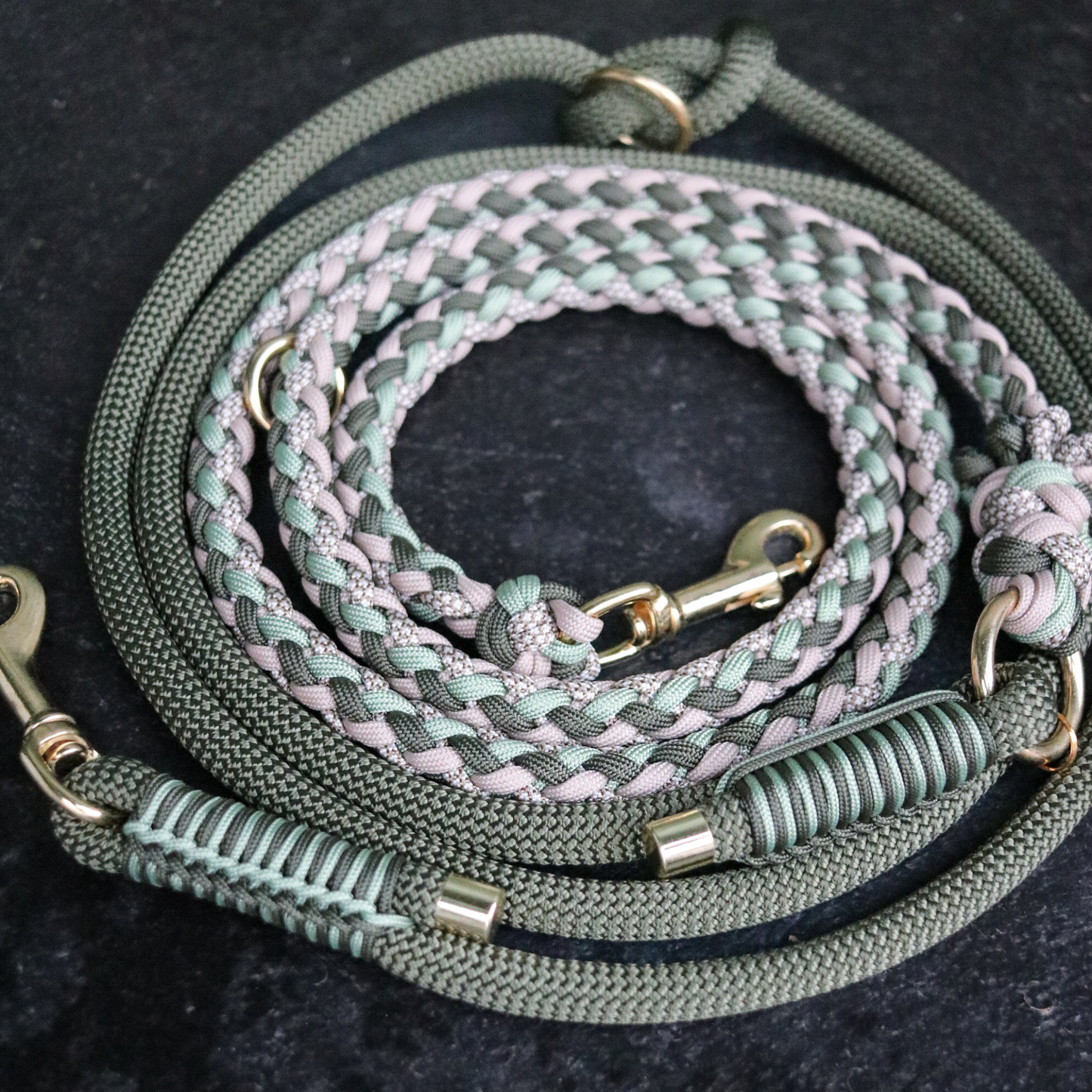 Paracord/Tau Leine in Olive und Mocca