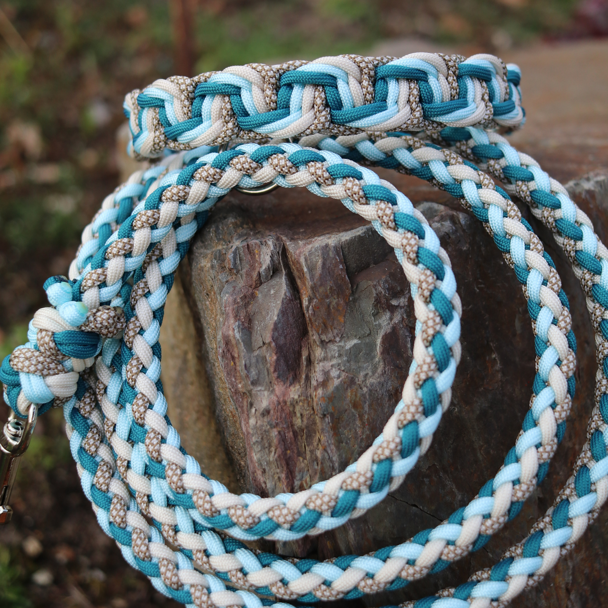 Paracordkombi in Teal und Goldbraun
