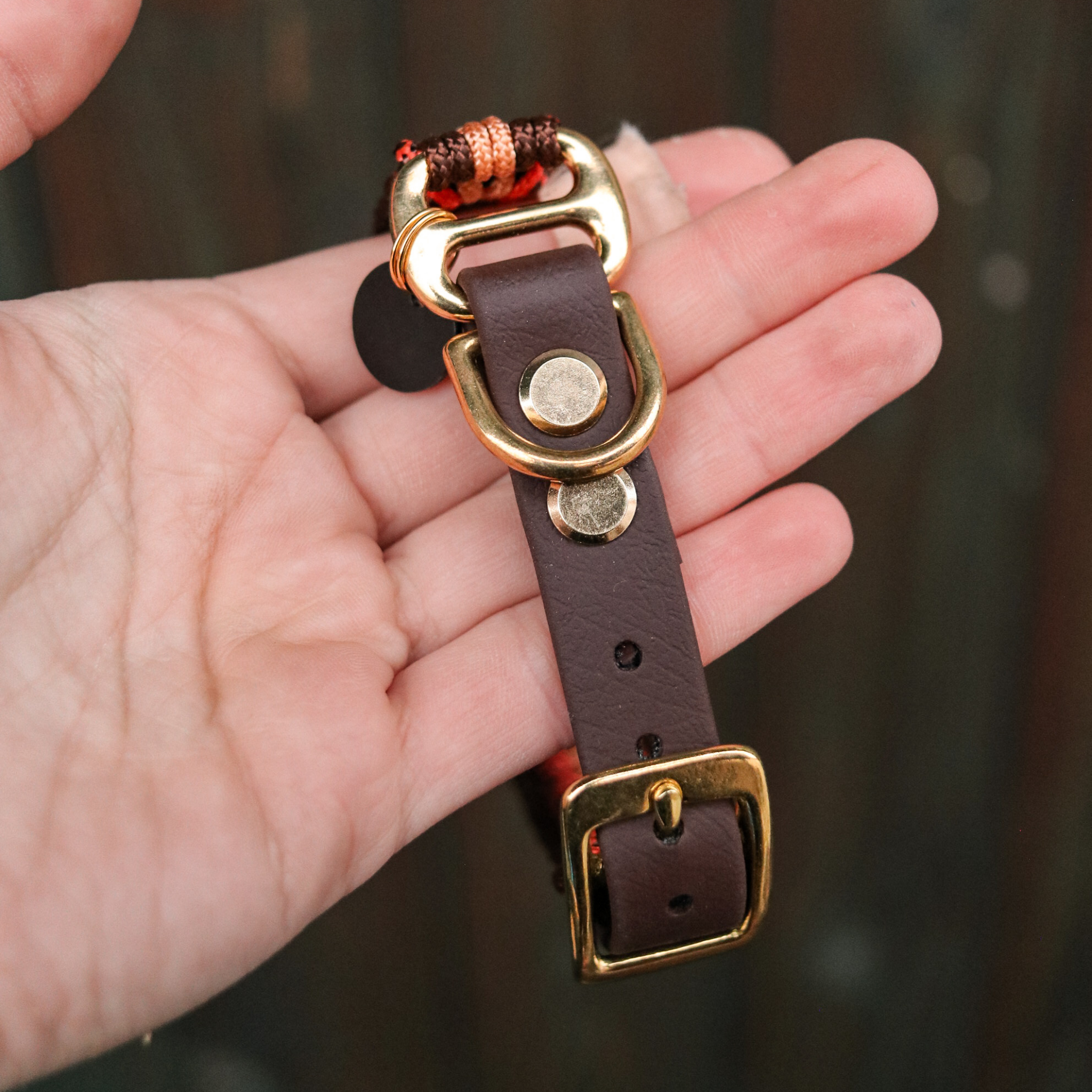 Paracordhalsband "Shining" Typ 1 in Orange und Walnuss