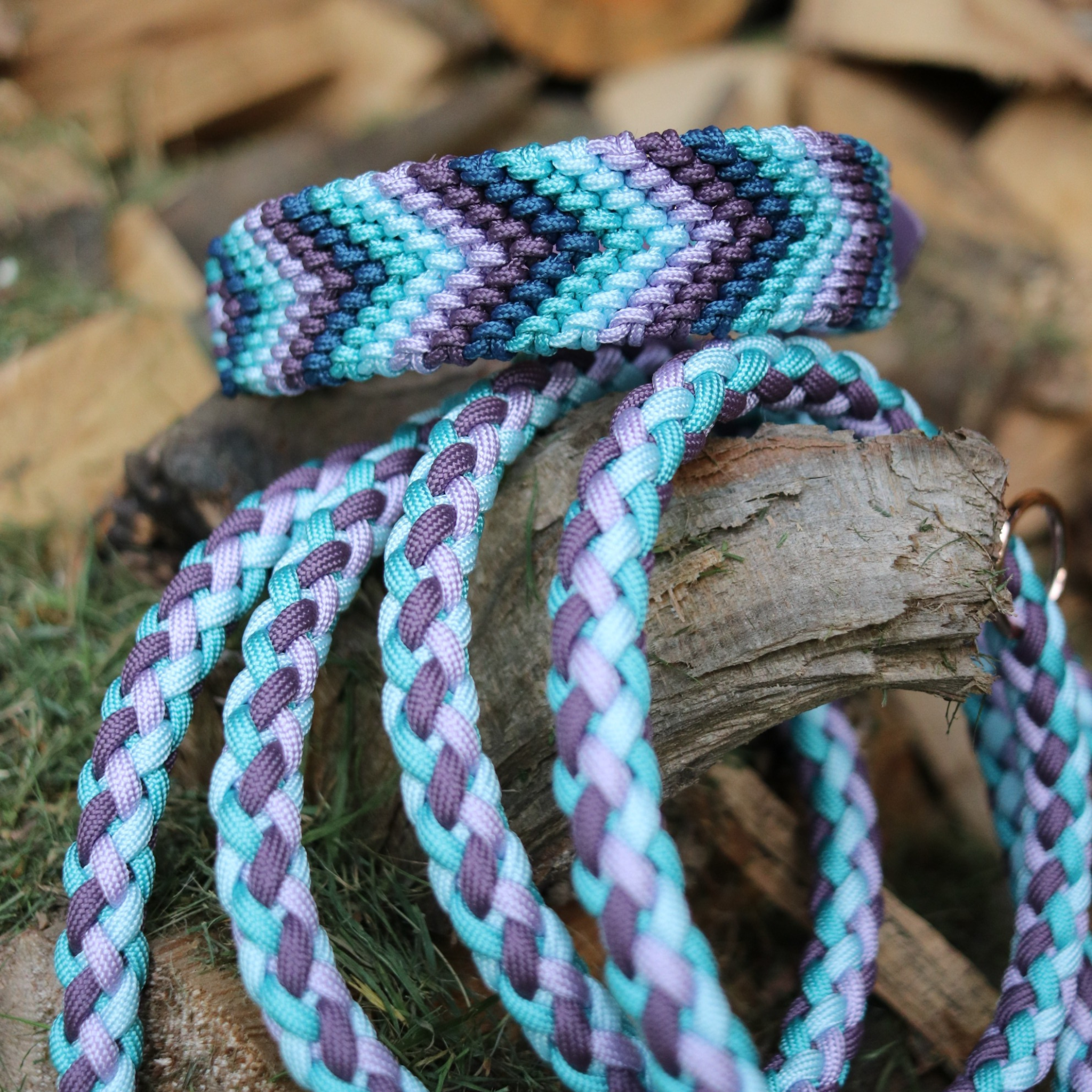 Paracordleine "Gaucho" in Mauve und Türkis