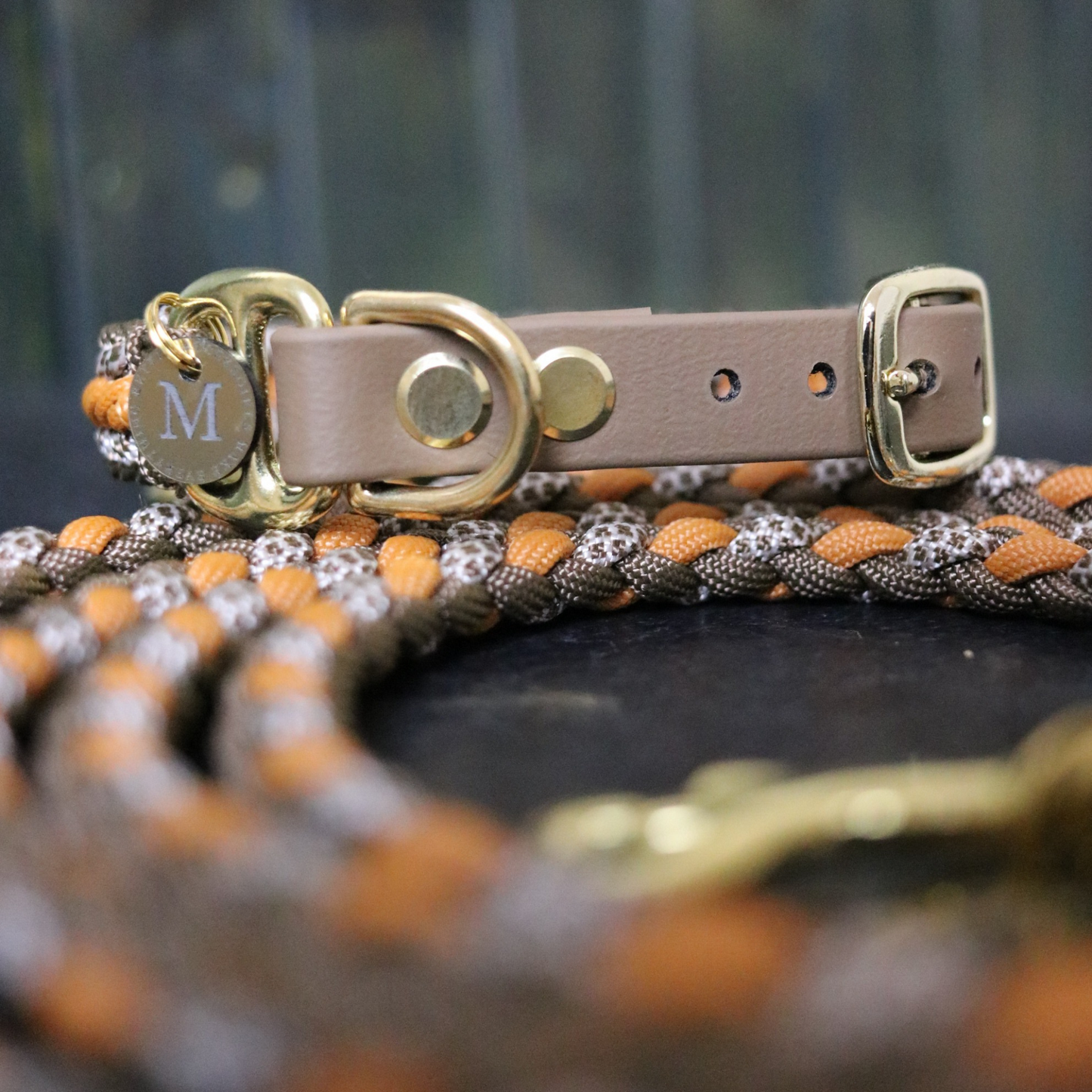 Paracordhalsband "Stormy Mini" Typ 1 in Haselnuss und Mustard