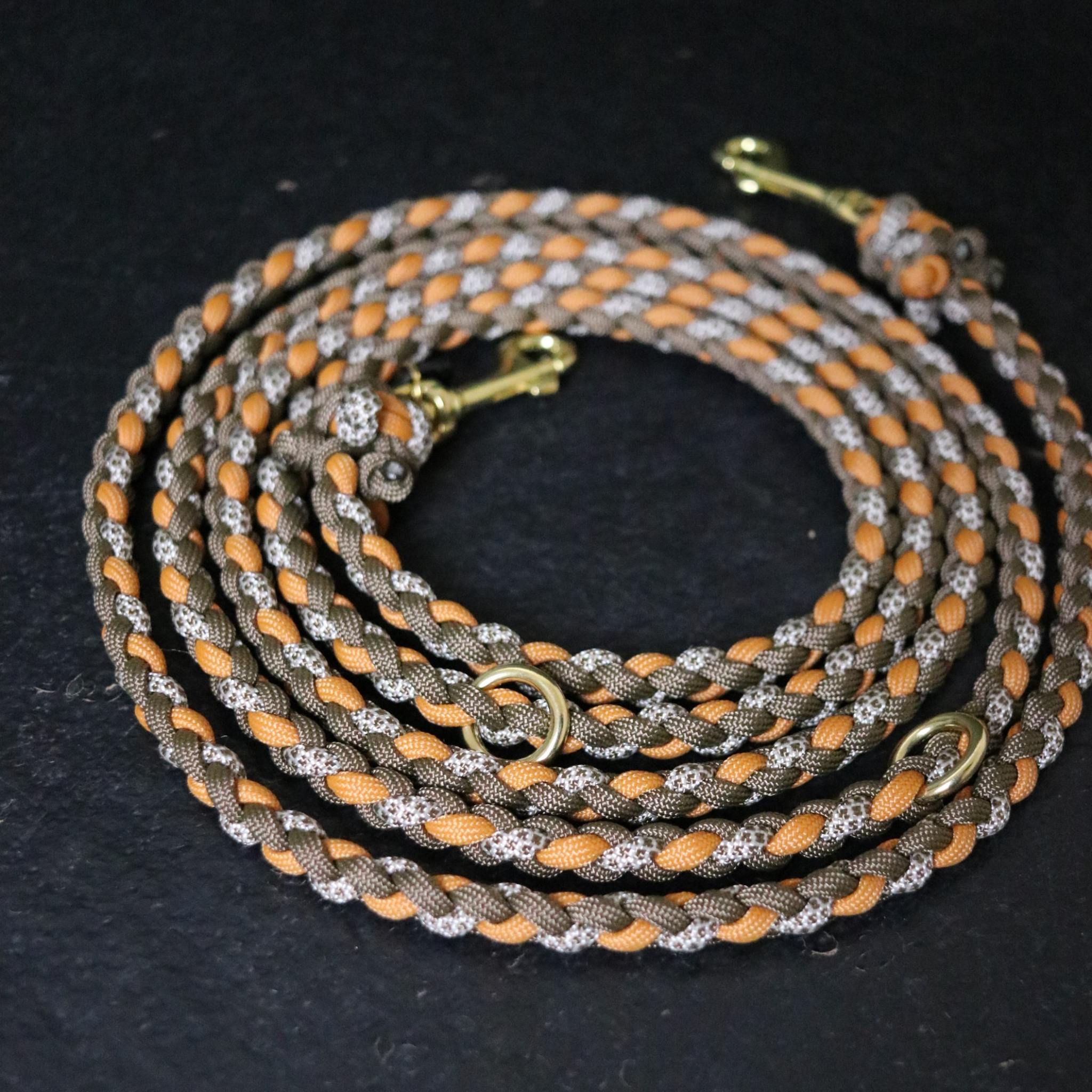 Leine "Mini" in Haselnuss und Mustard