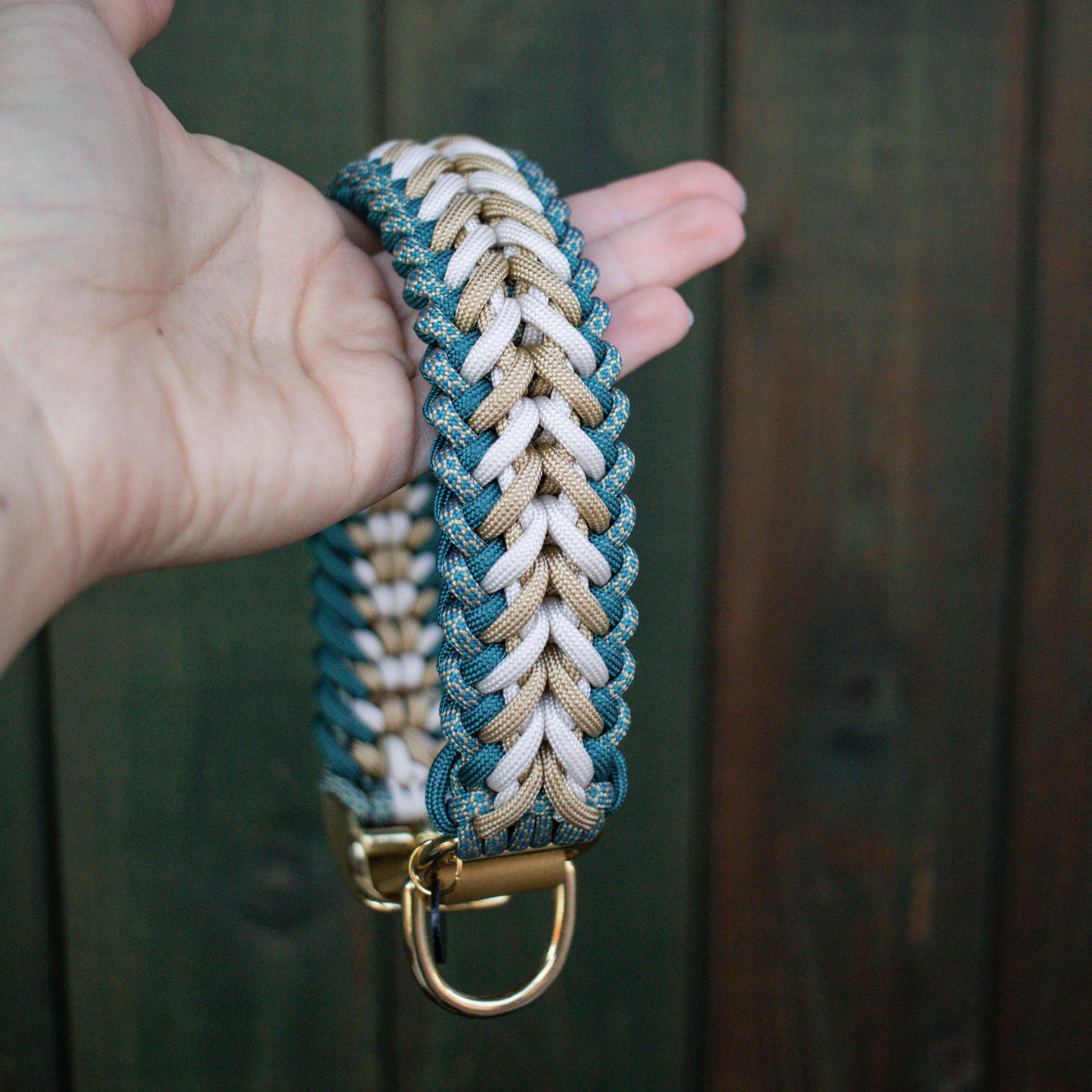 Paracordhalsband "Harmony" in Teal und Gold
