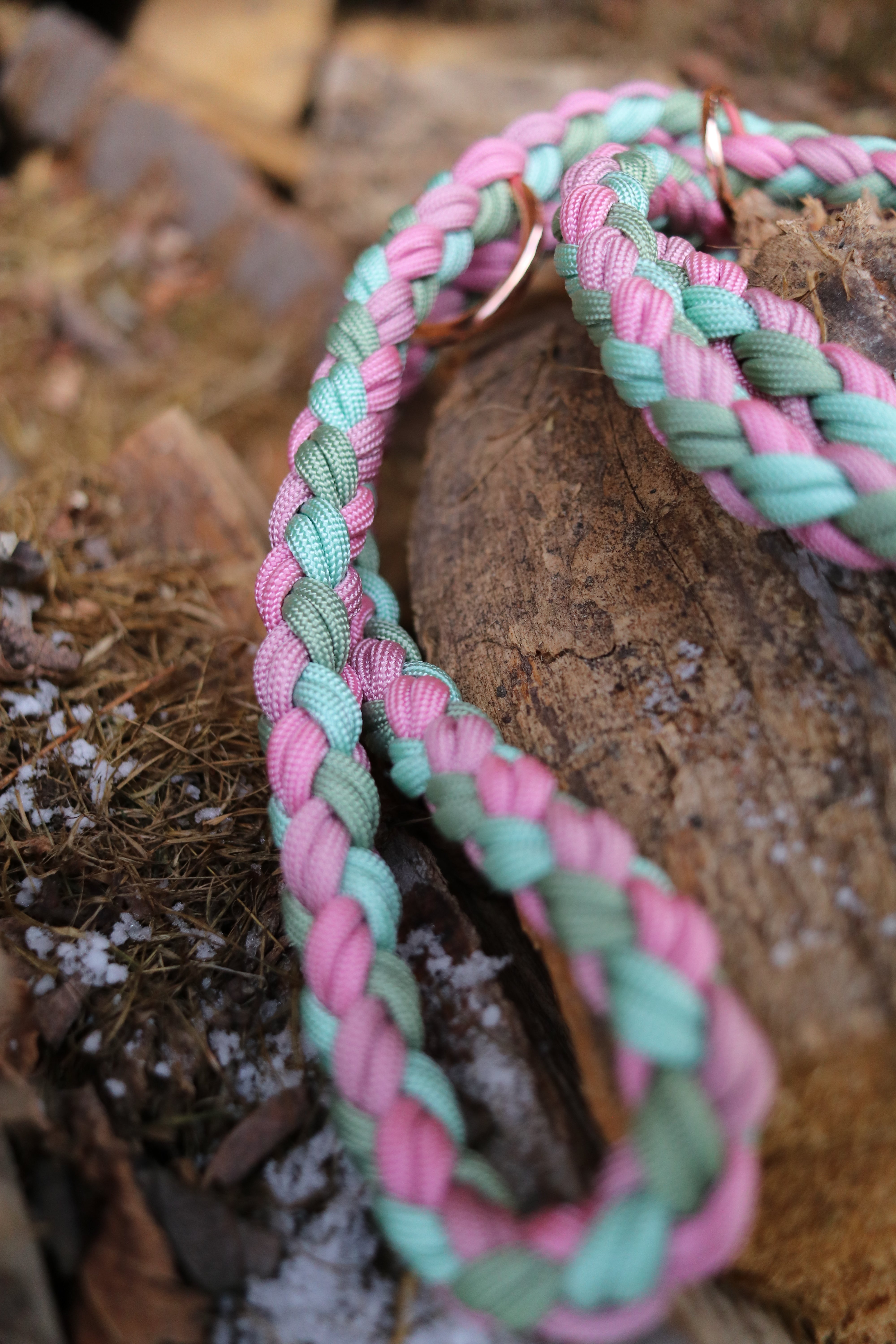 Leine Doppelt Geflochten in Lavender Rosa und Guacamole