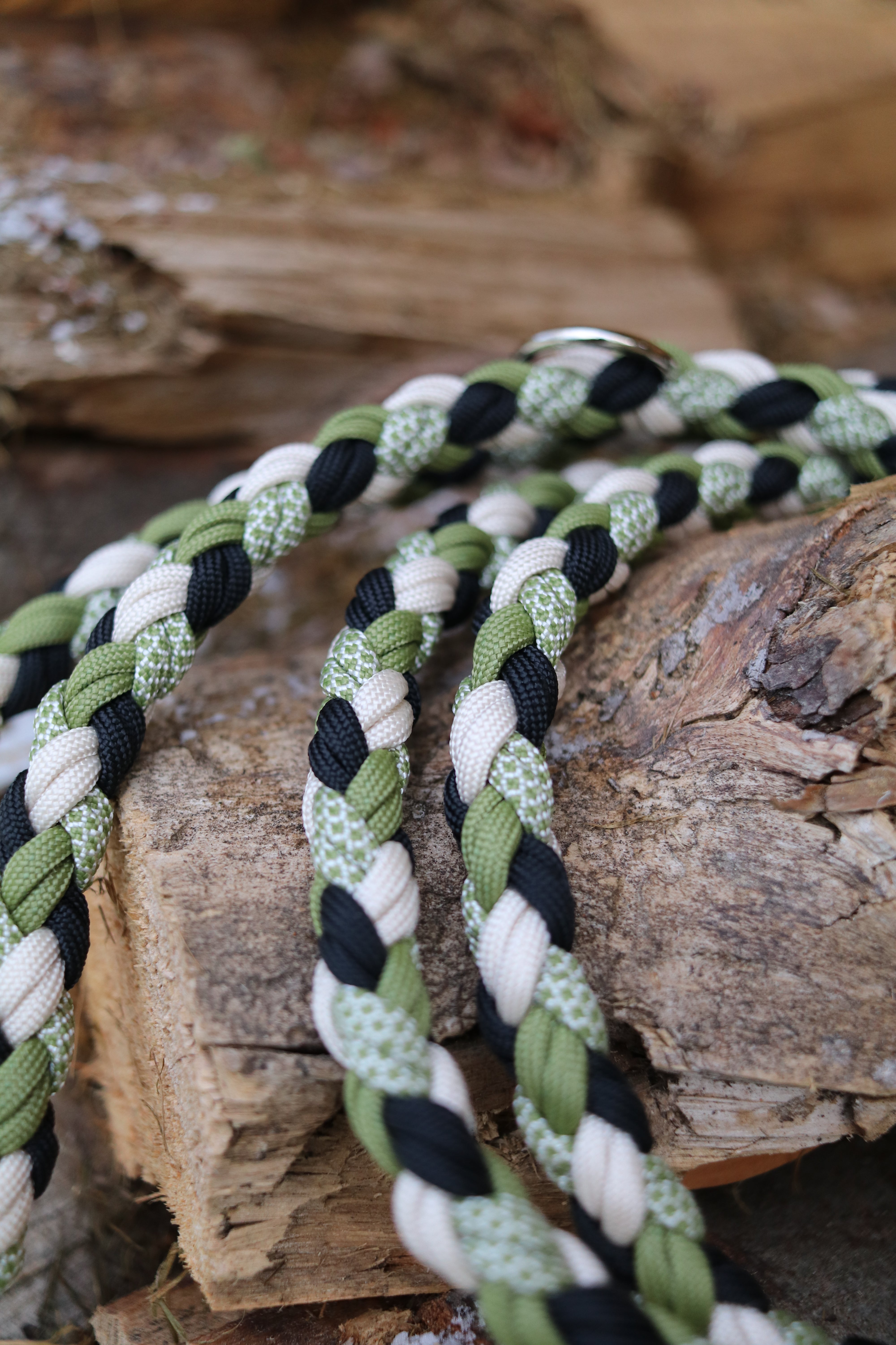 Leine Doppelt Geflochten in Moss und Olive