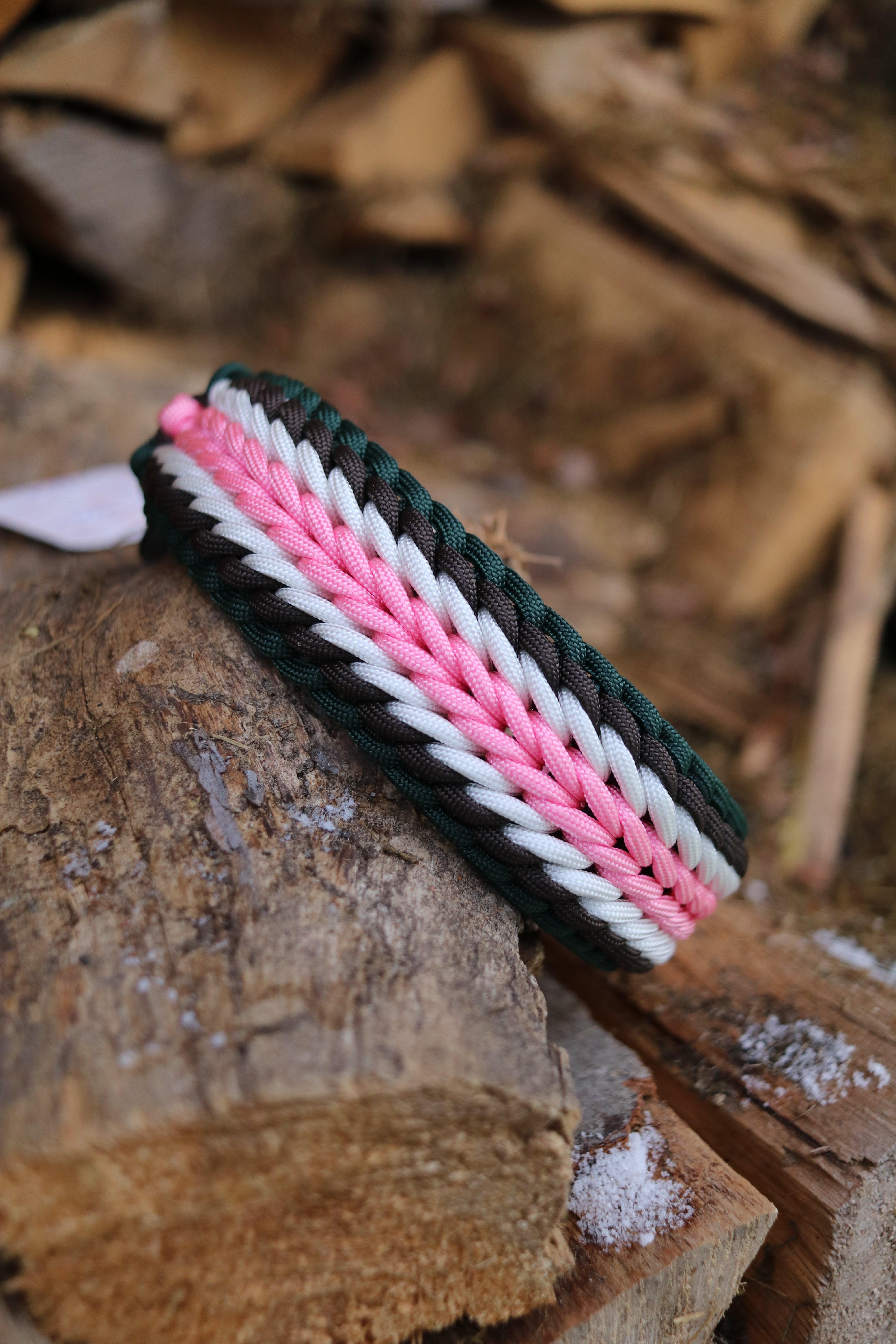 Shining in Dunkelgrün und Rosa