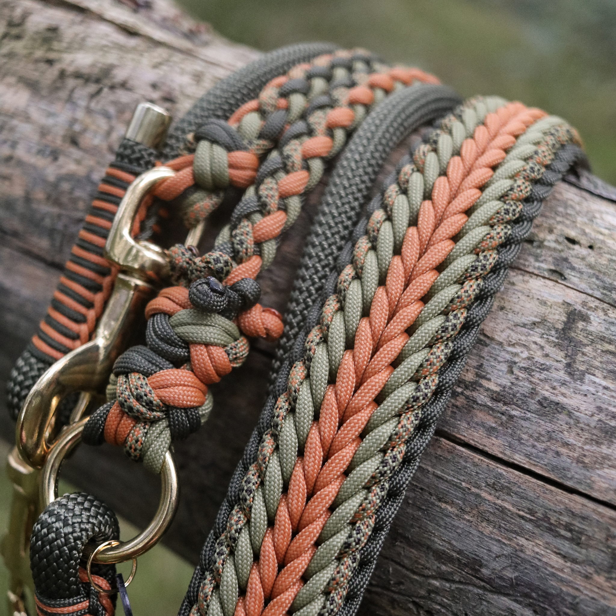 Paracordhalsband "Shining" in Olive und Mustard
