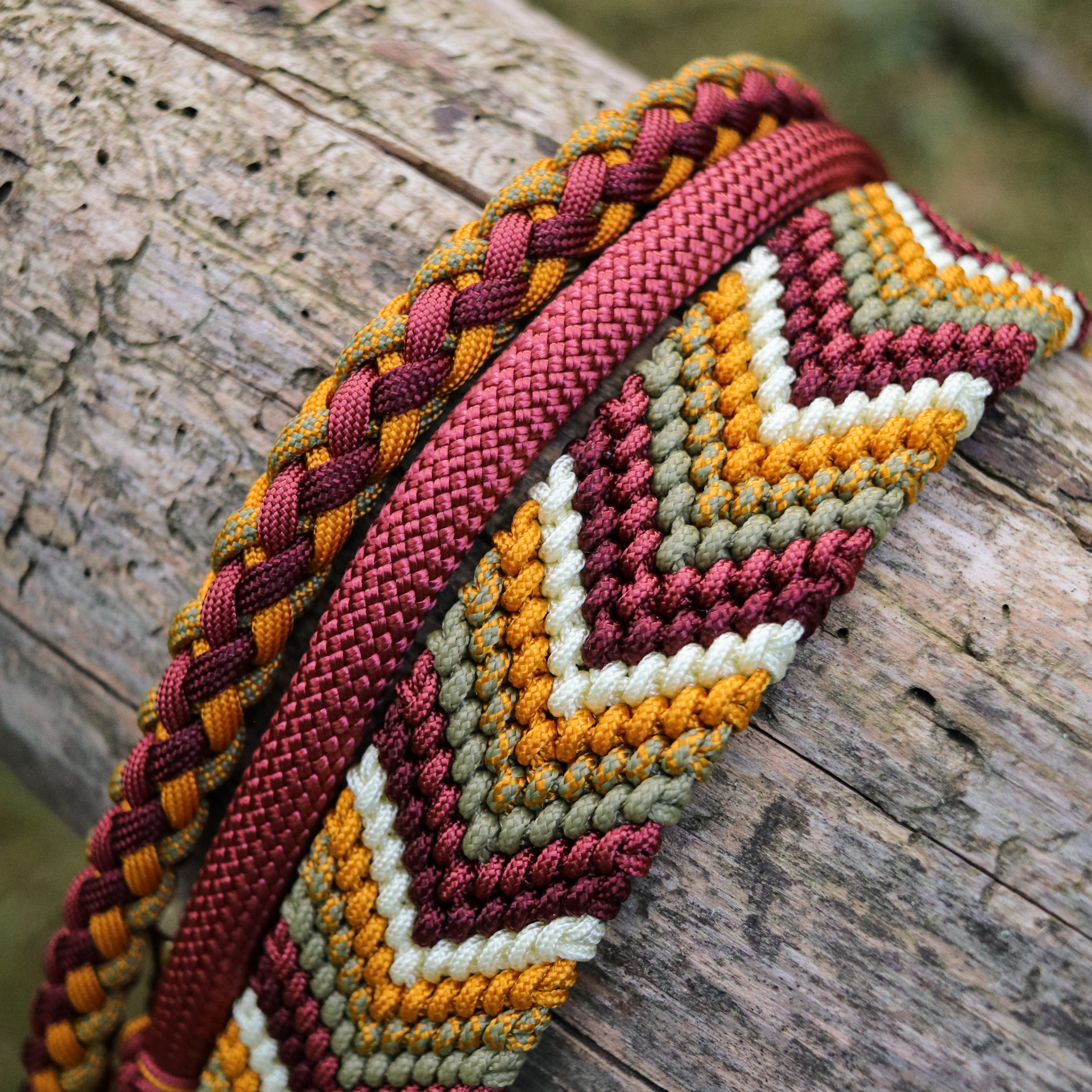 Paracord/Tau Leine "Gaucho" in Goldenrod und Weinrot Light
