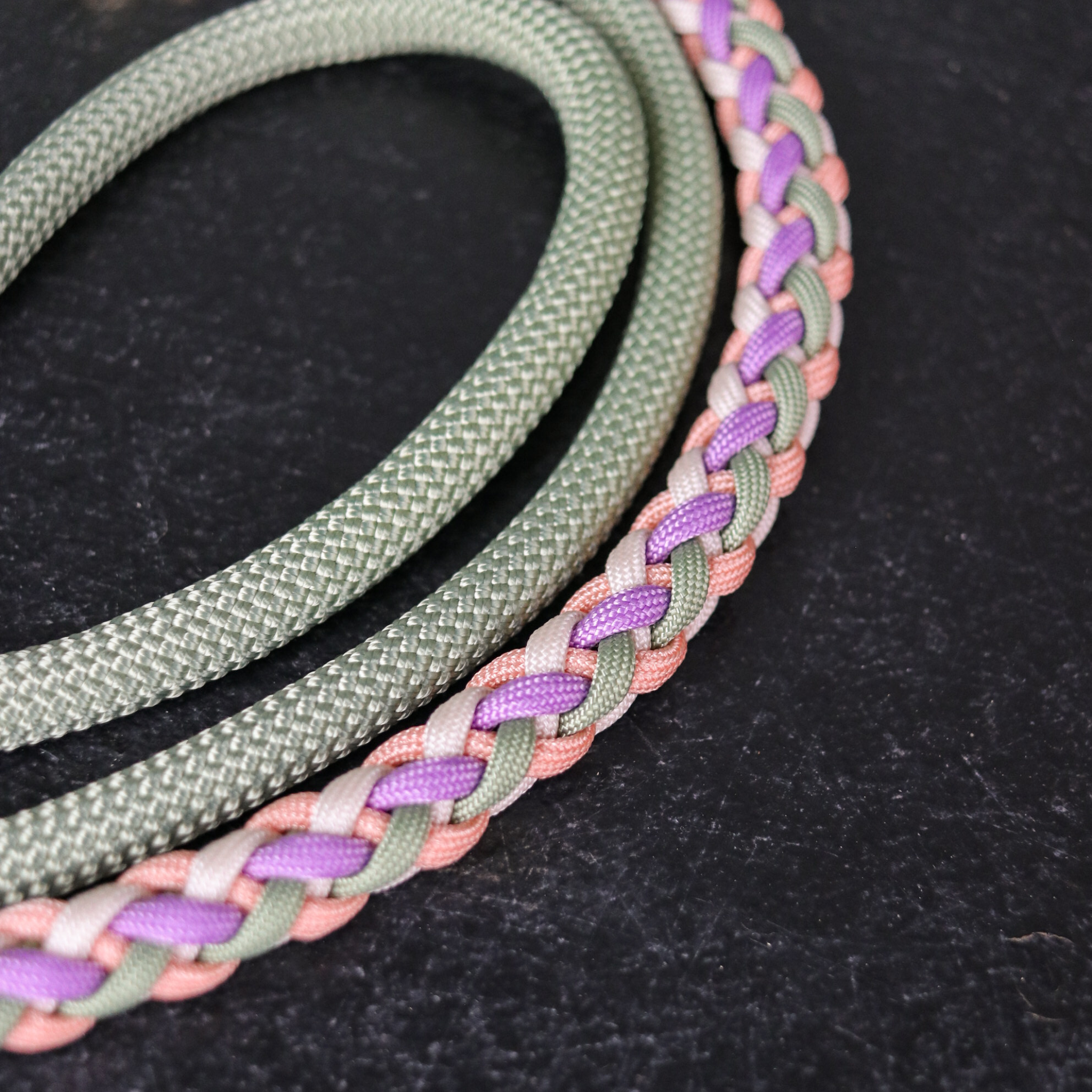 Paracord/Tau Leine in Guacamole und Lila