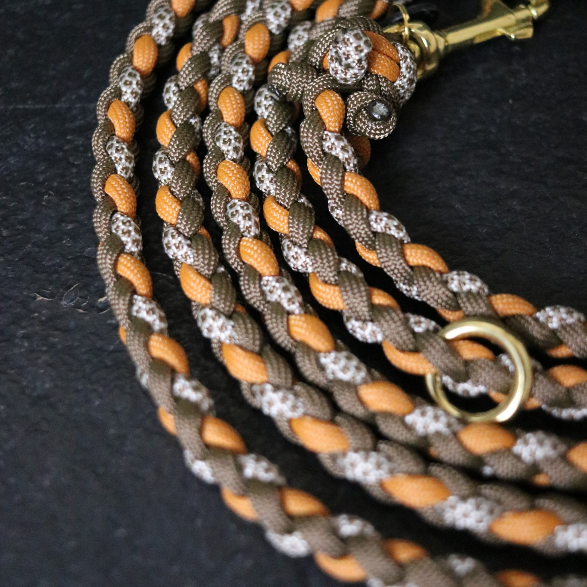 Leine "Mini" in Haselnuss und Mustard