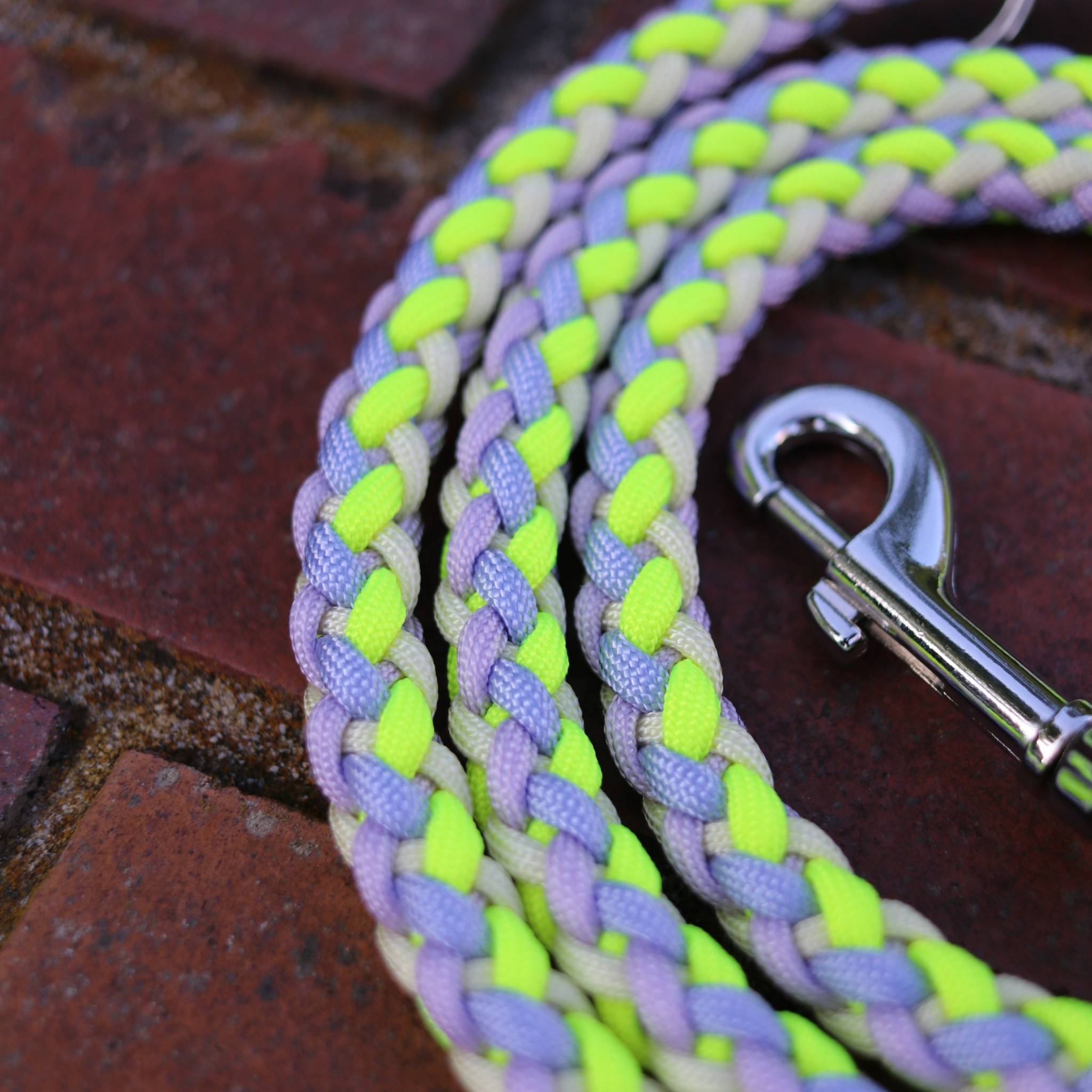 Paracordleine "Gaucho"  in Neon Gelb und Lila