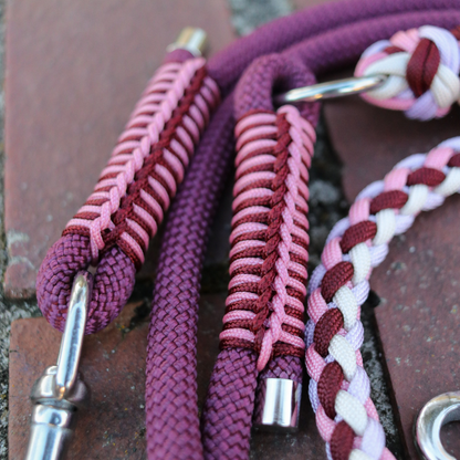 Paracord/Tau Leine "Gaucho" in Dunkelrot und Rosa