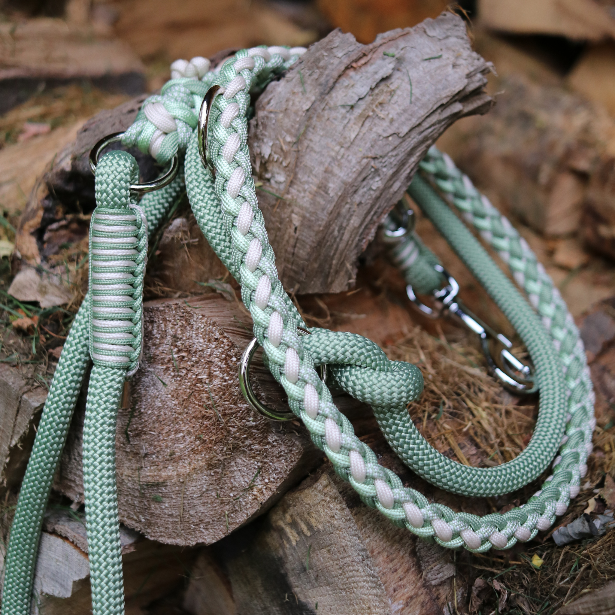 Paracord/Tau Leine "Gaucho" in Guacamole und Cream