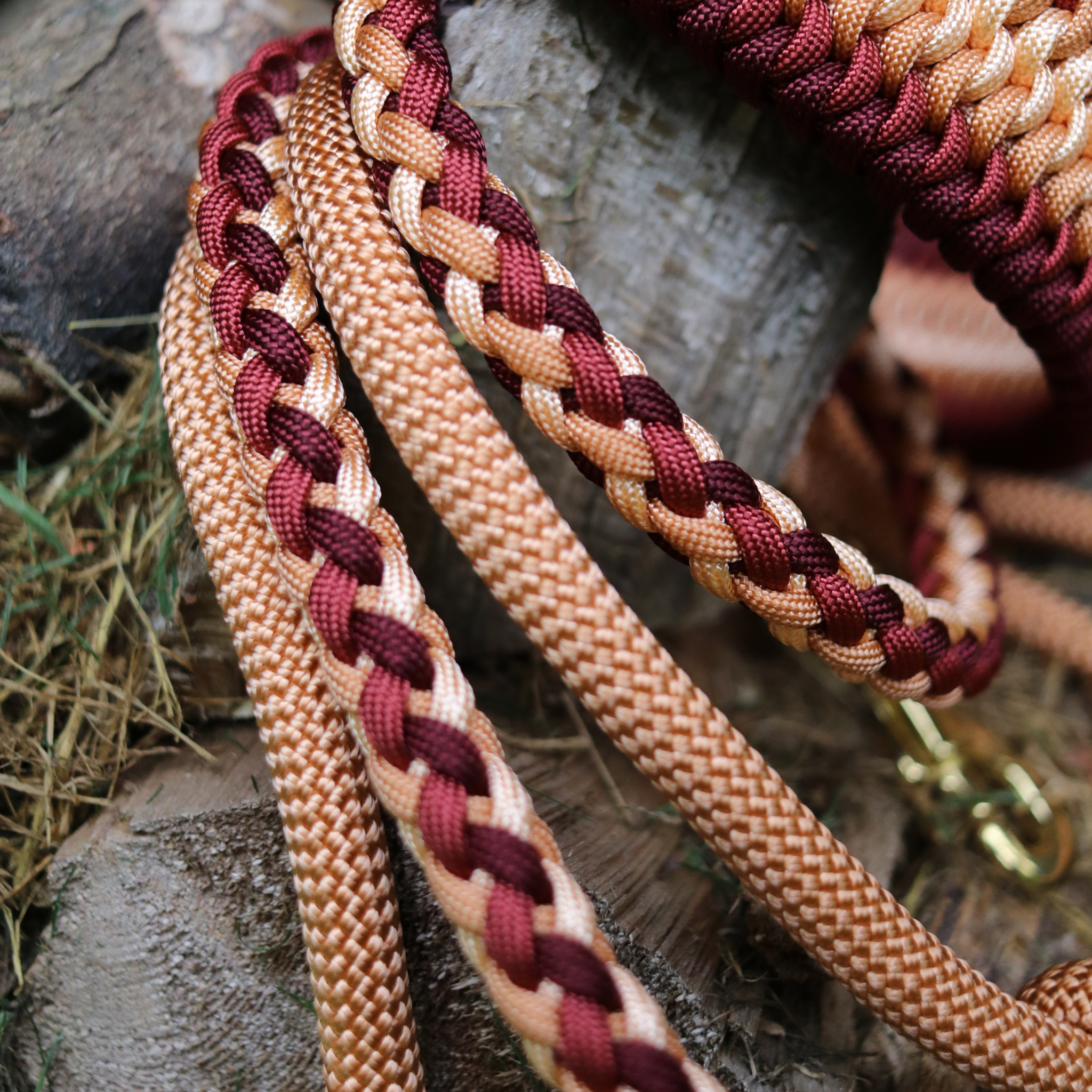 Paracord/Tau Leine "Gaucho" in Kupfer und Dunkelrot