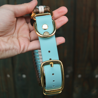 Paracordhalsband "Shining" in Türkis und Haselnuss