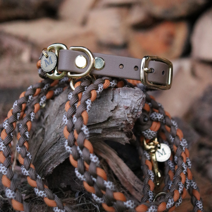 Paracordhalsband "Stormy Mini" Typ 1 in Haselnuss und Mustard