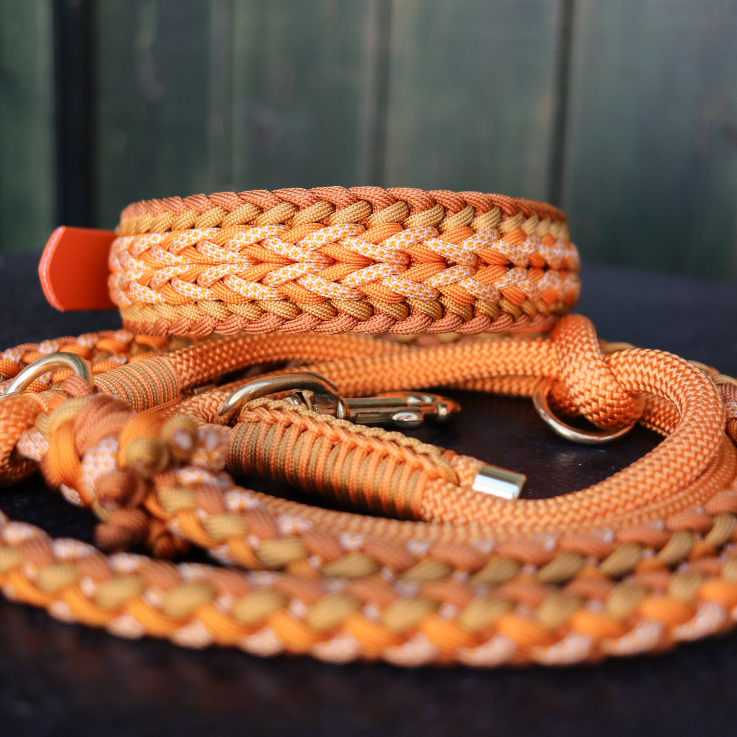 Paracord/Tau Leine in Apricot und Amber