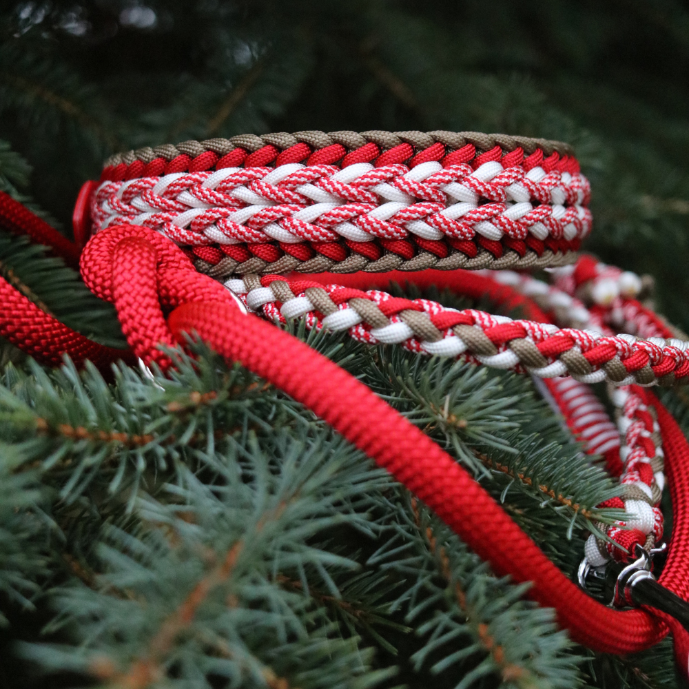 Paracordhalsband "Juno" in Rot und Boa