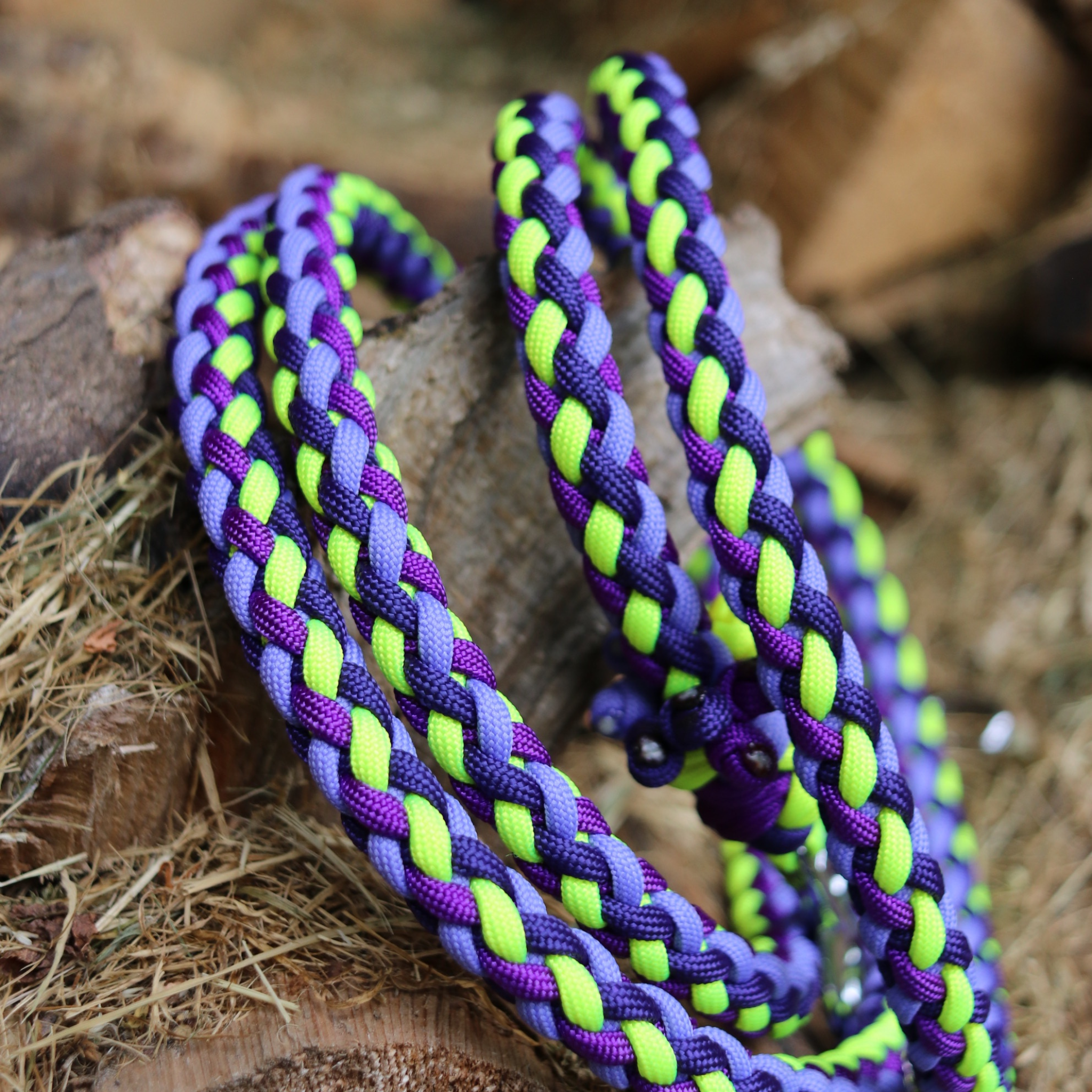 Paracordleine "Gaucho"  in Lila und Neon Gelb