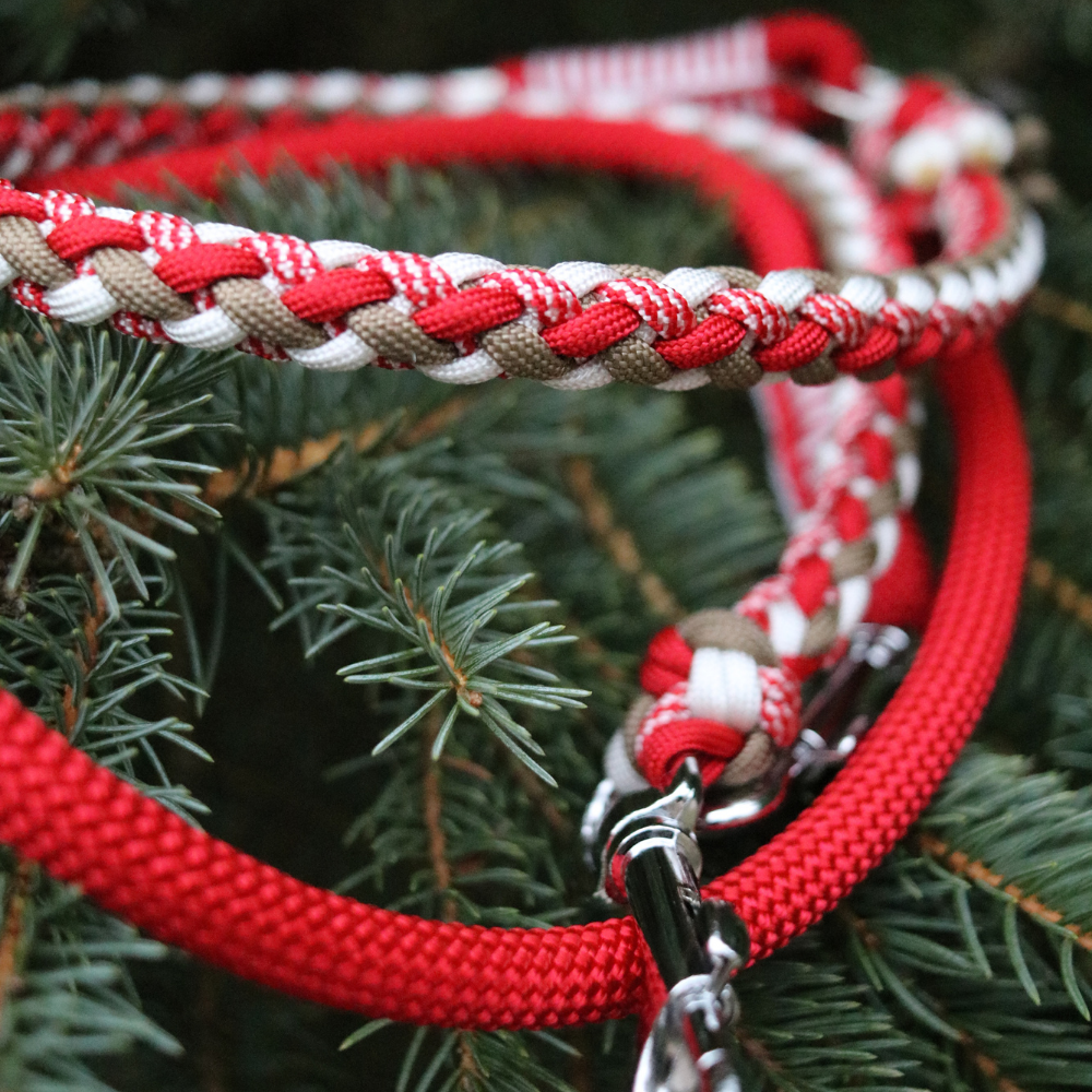 Paracord/Tau Leine "Gaucho" in Rot und Boa