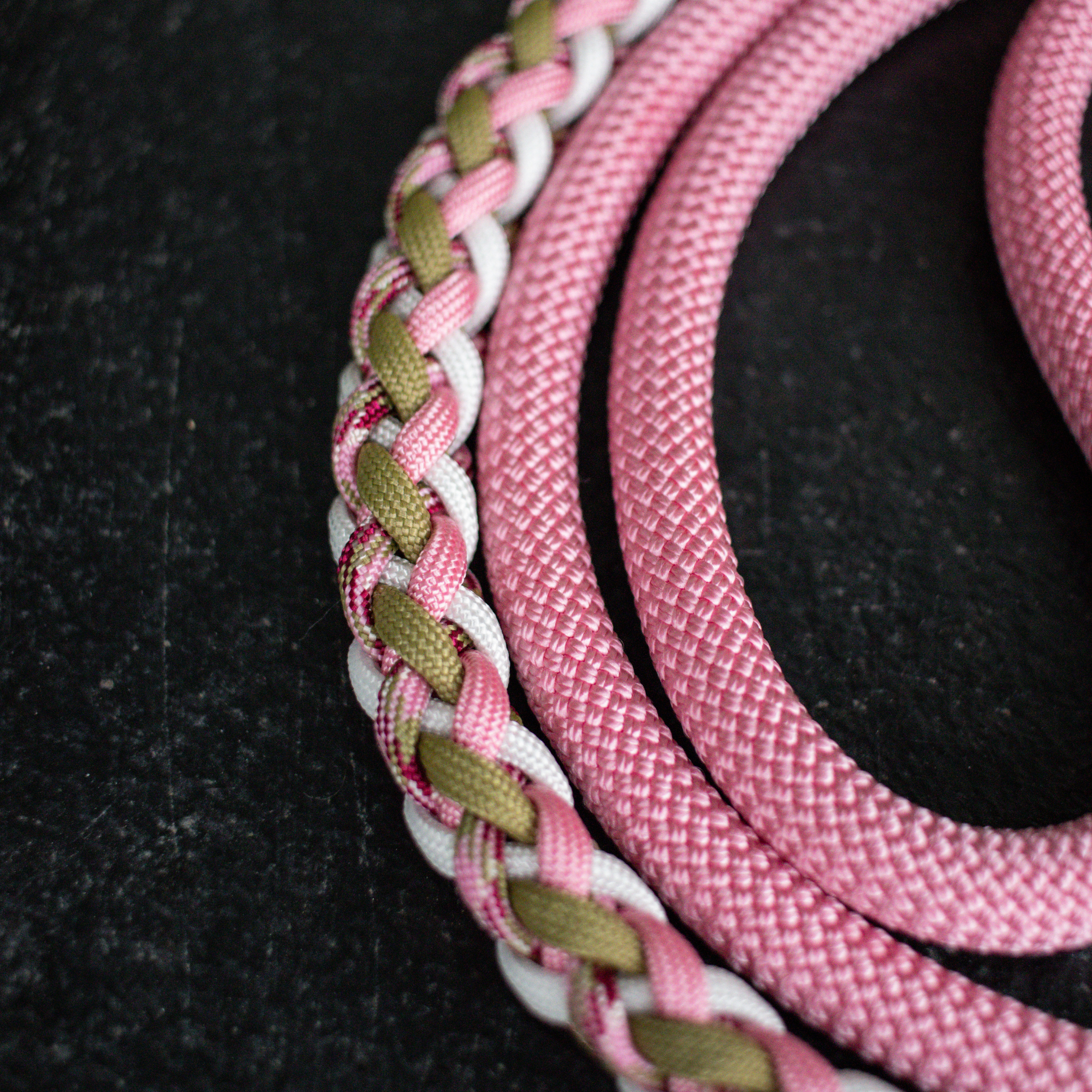Paracord/Tau Leine in Rosa und Moos