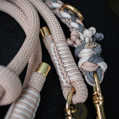 Paracord/Tau Leine in Beige und Grau