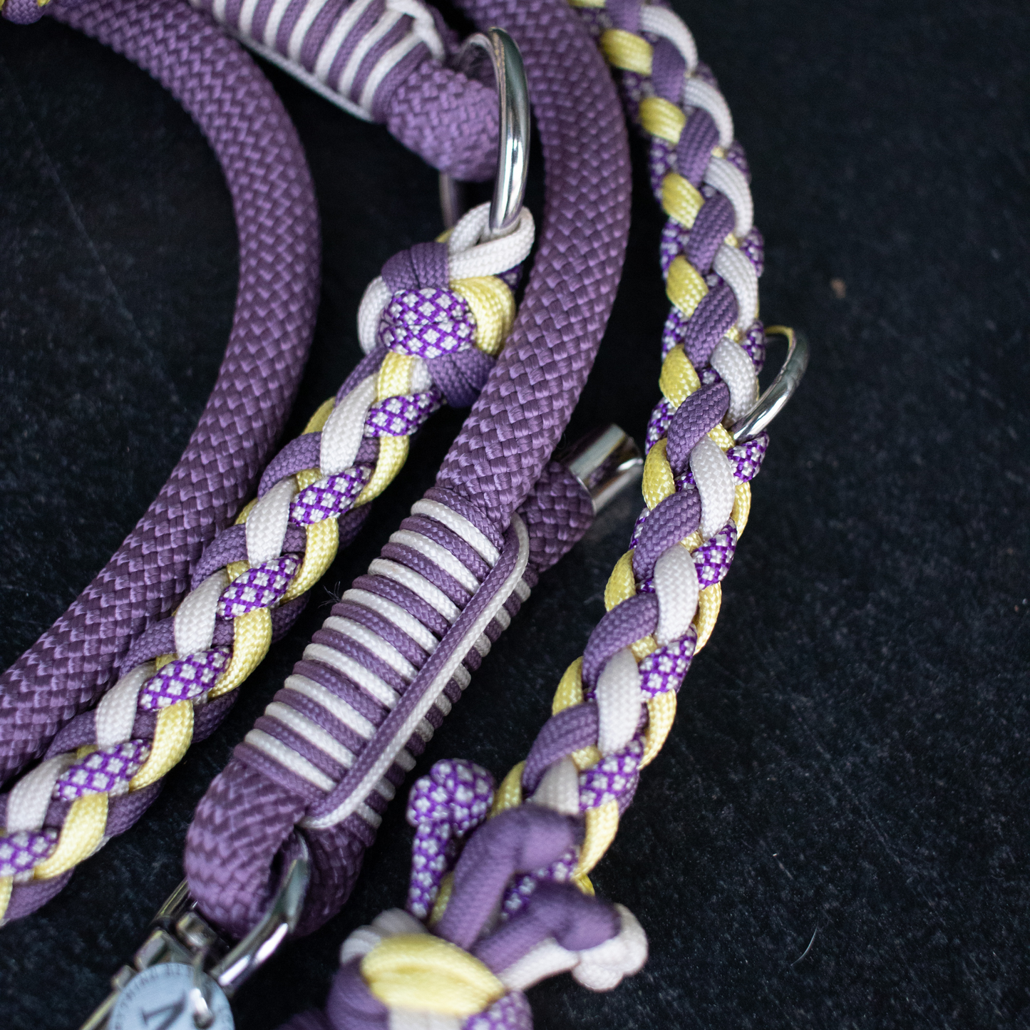 Paracord/Tau Leine in Lila und Gelb