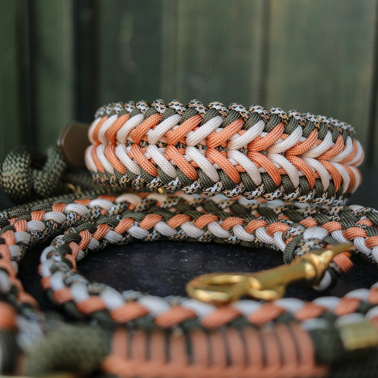 Paracordhalsband "Harmony" in Olive und Kupfer