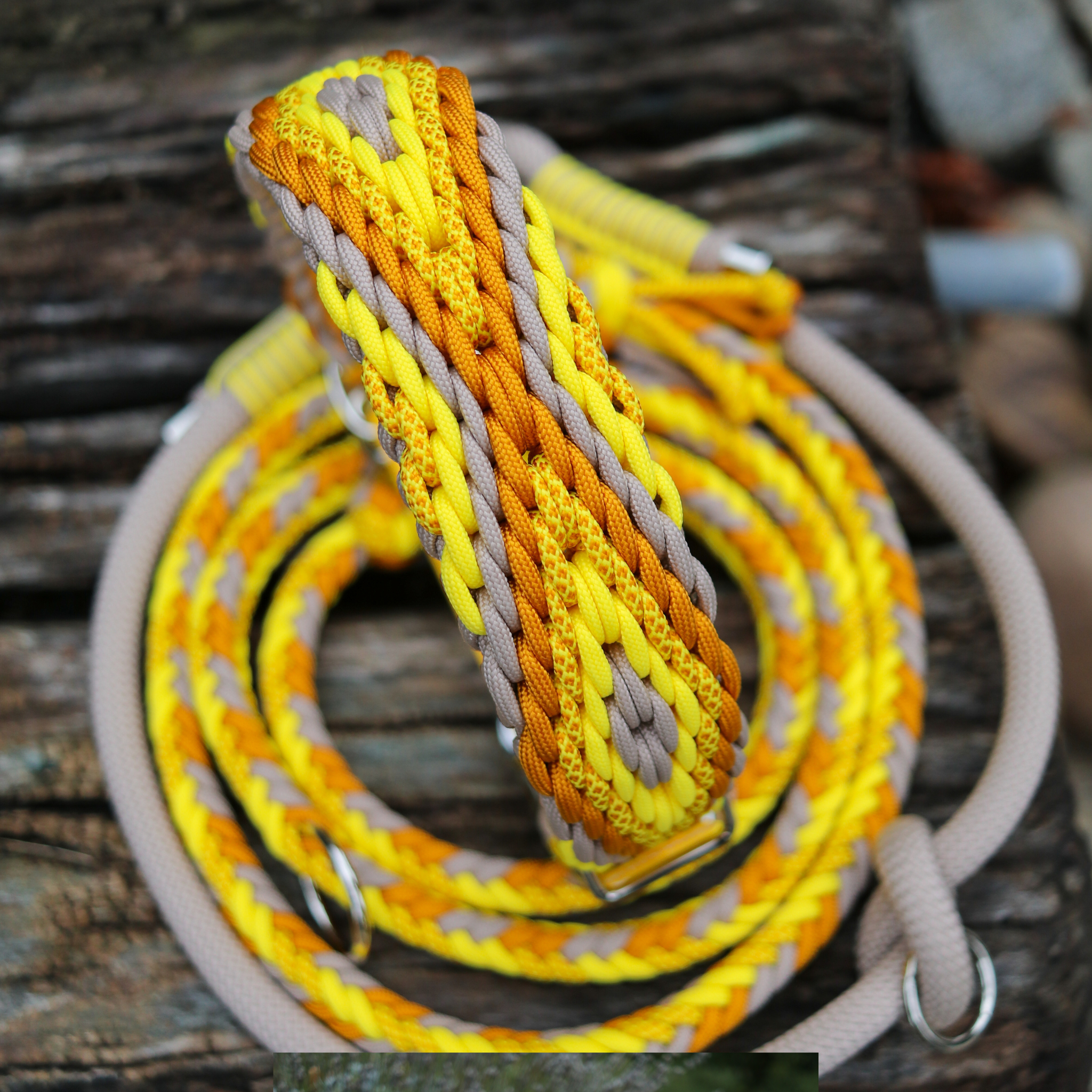 Paracordhalsband "Herkis" in Mocca und Canary