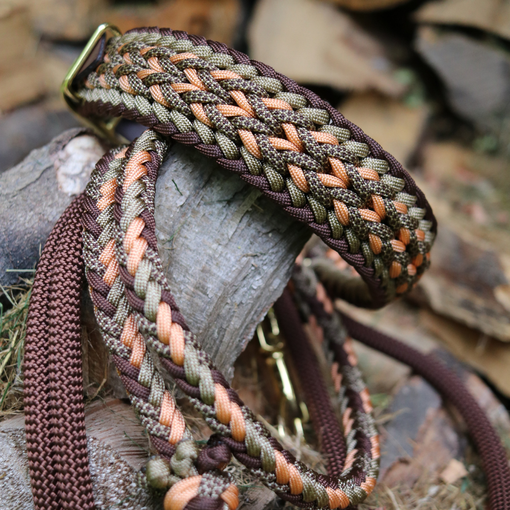 Paracordhalsband "Juno" in Walnuss und Kupfer