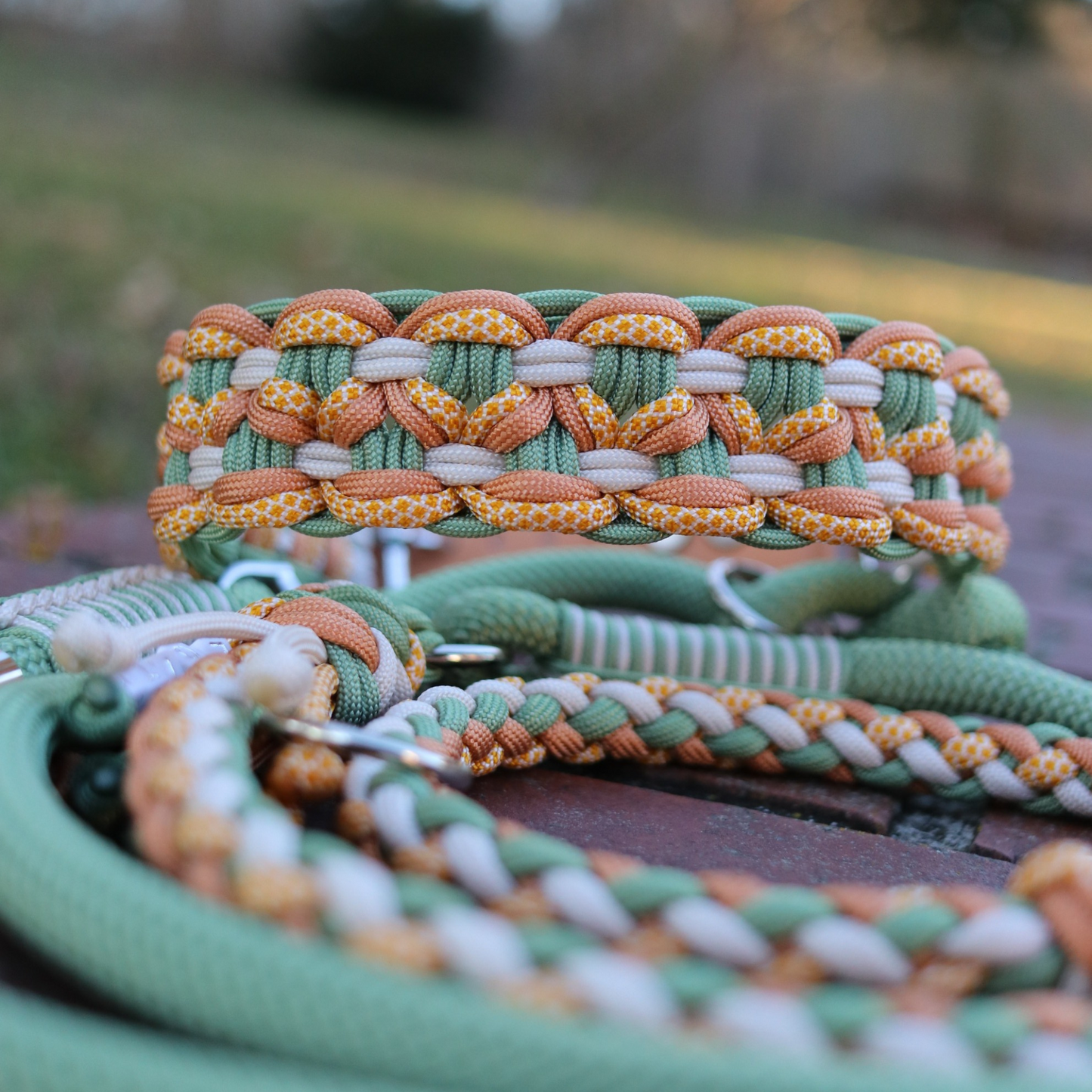 Paracord/Tau Leine "Gaucho" in Kupfer und Guacamole