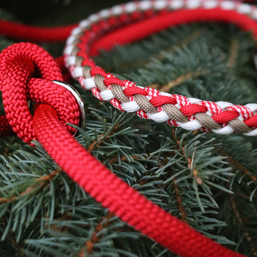 Paracord/Tau Leine "Gaucho" in Rot und Boa