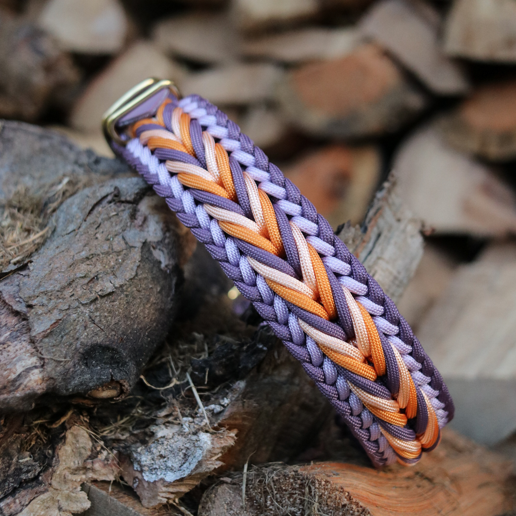 Paracordhalsband "Luna" in Lila und Orange