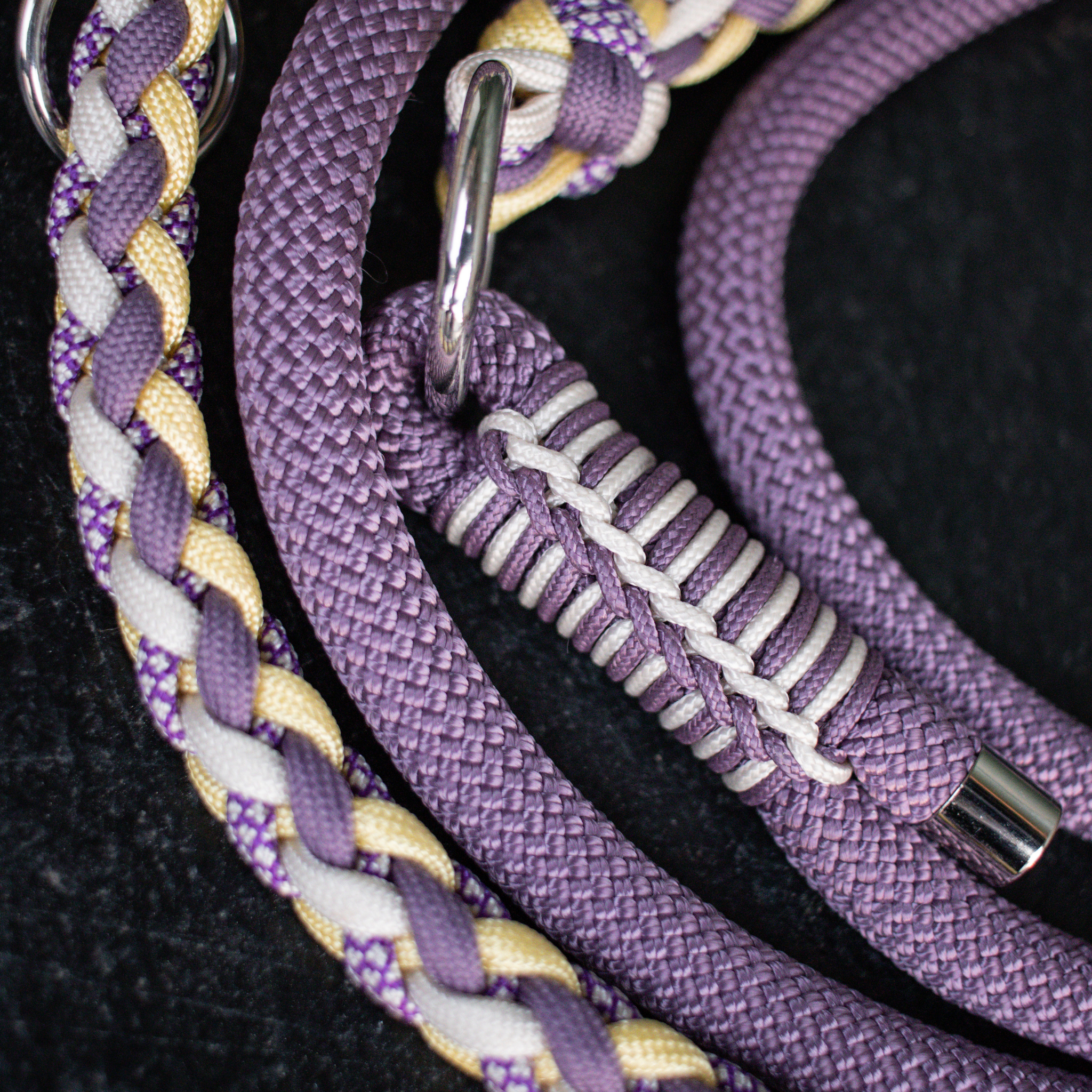 Paracord/Tau Leine in Lila und Gelb