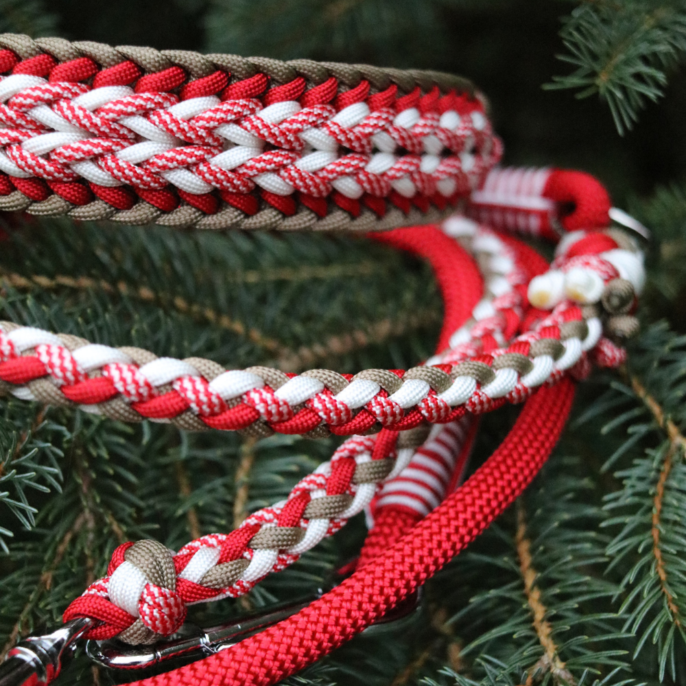Paracordhalsband "Juno" in Rot und Boa