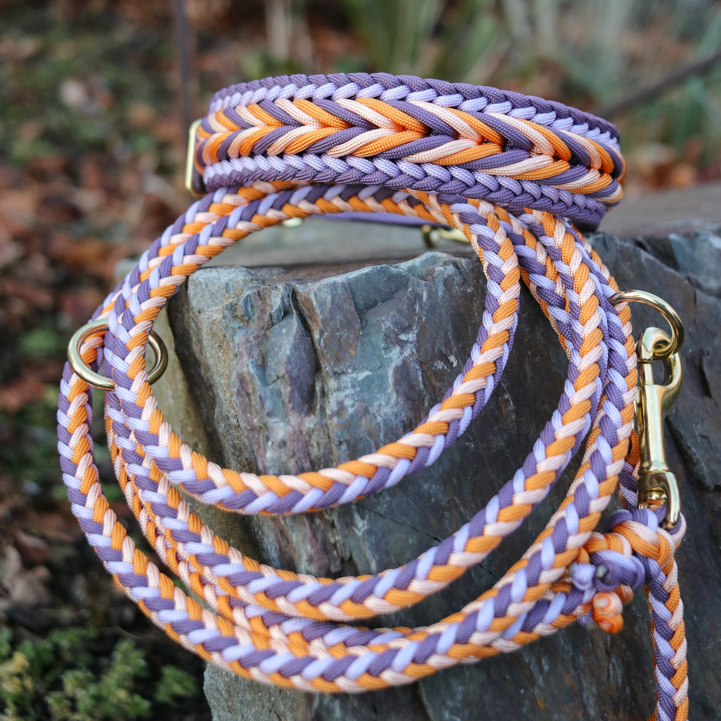 Paracordleine "Herringbone" in Lila und Orange