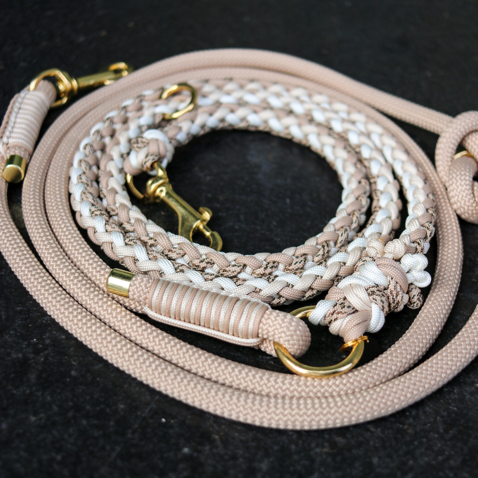 Paracord/Tau Leine in Mocca und Cream